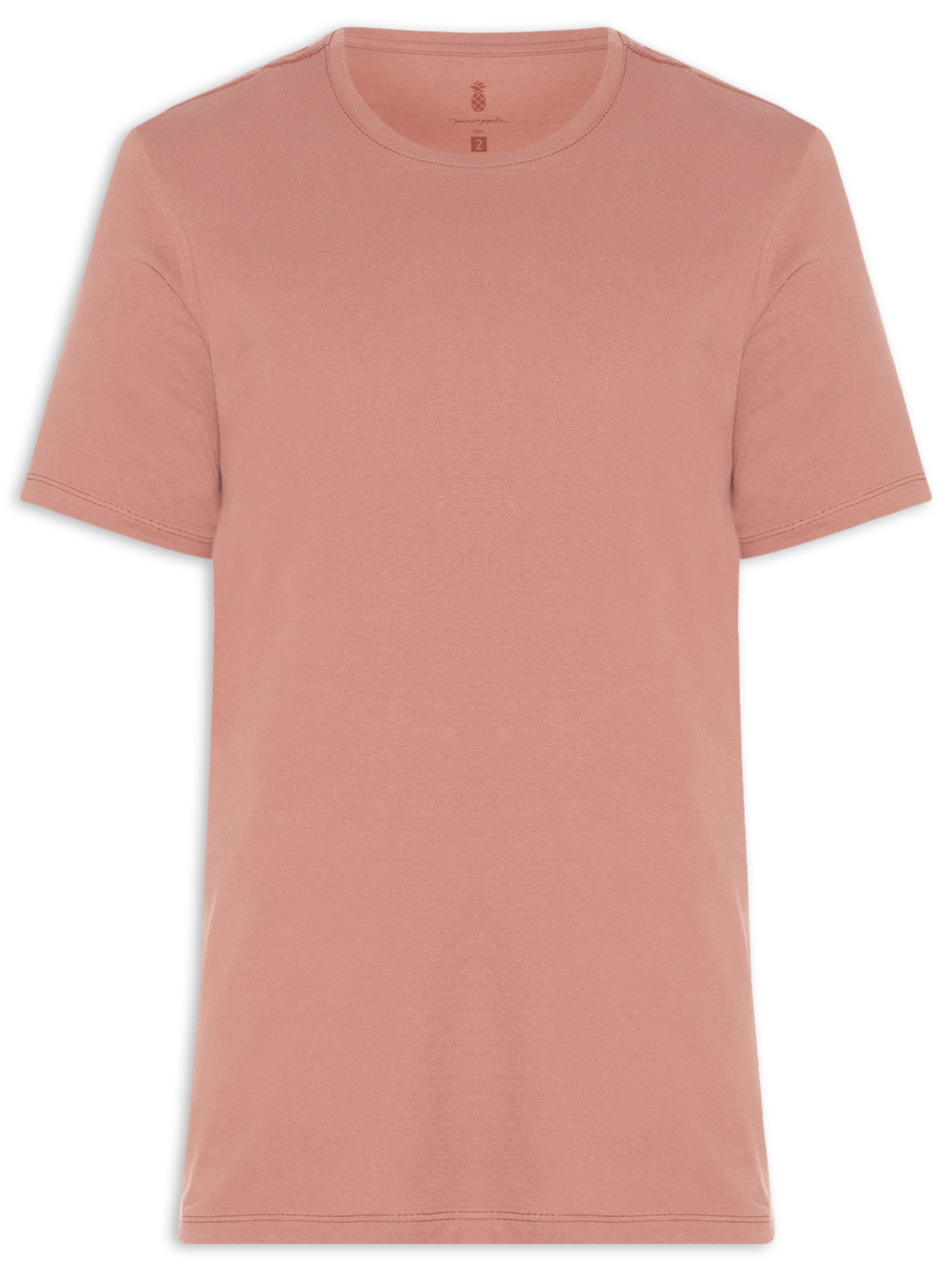 Camiseta Masculina Básica Em Algodão Marrom Pineapple