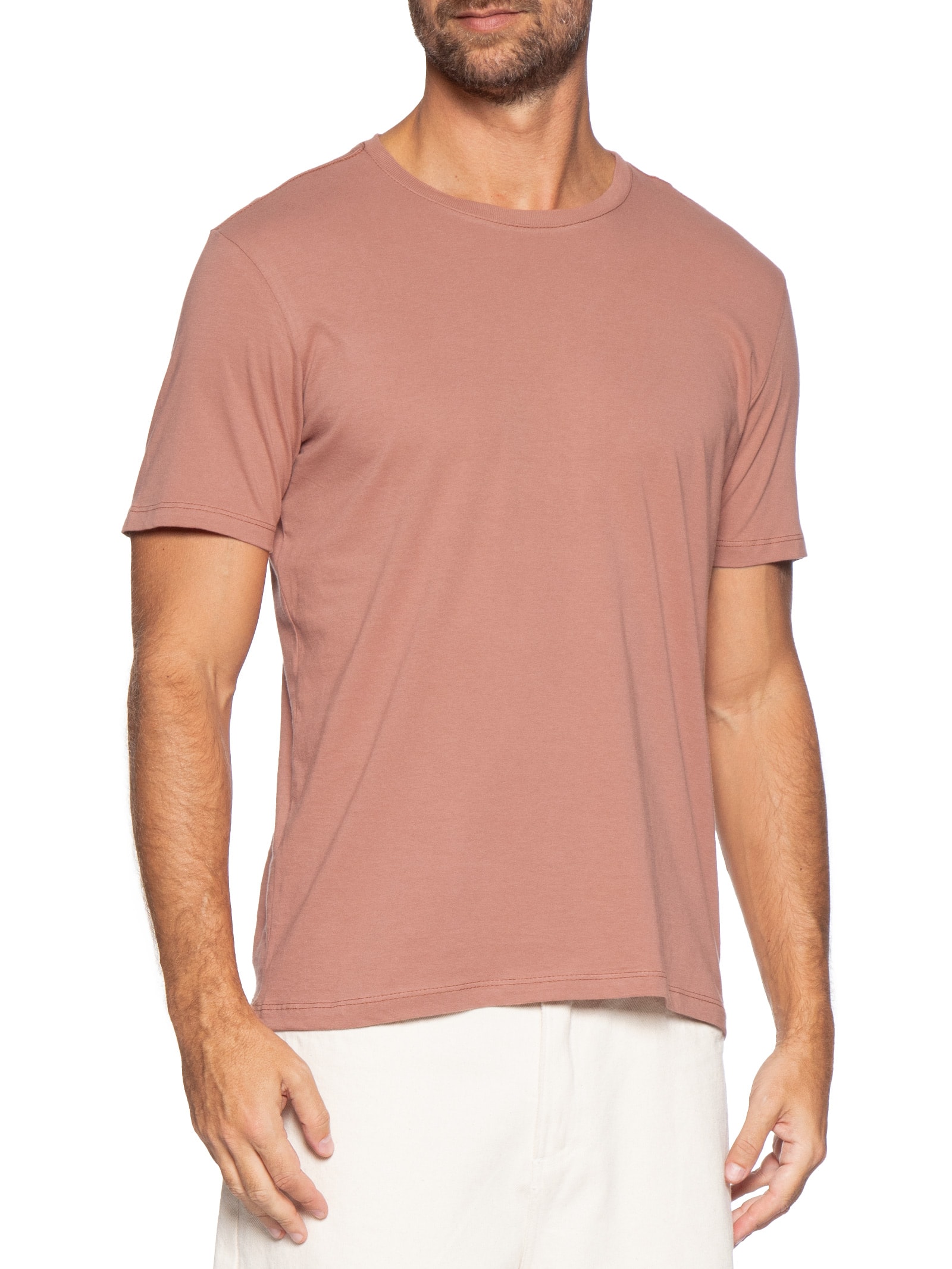 Camiseta Masculina Básica Em Algodão Marrom Pineapple