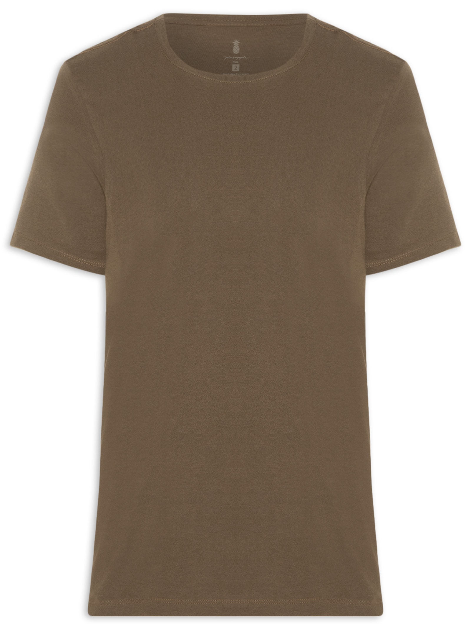 Camiseta Masculina Básica Em Algodão Marrom Pineapple