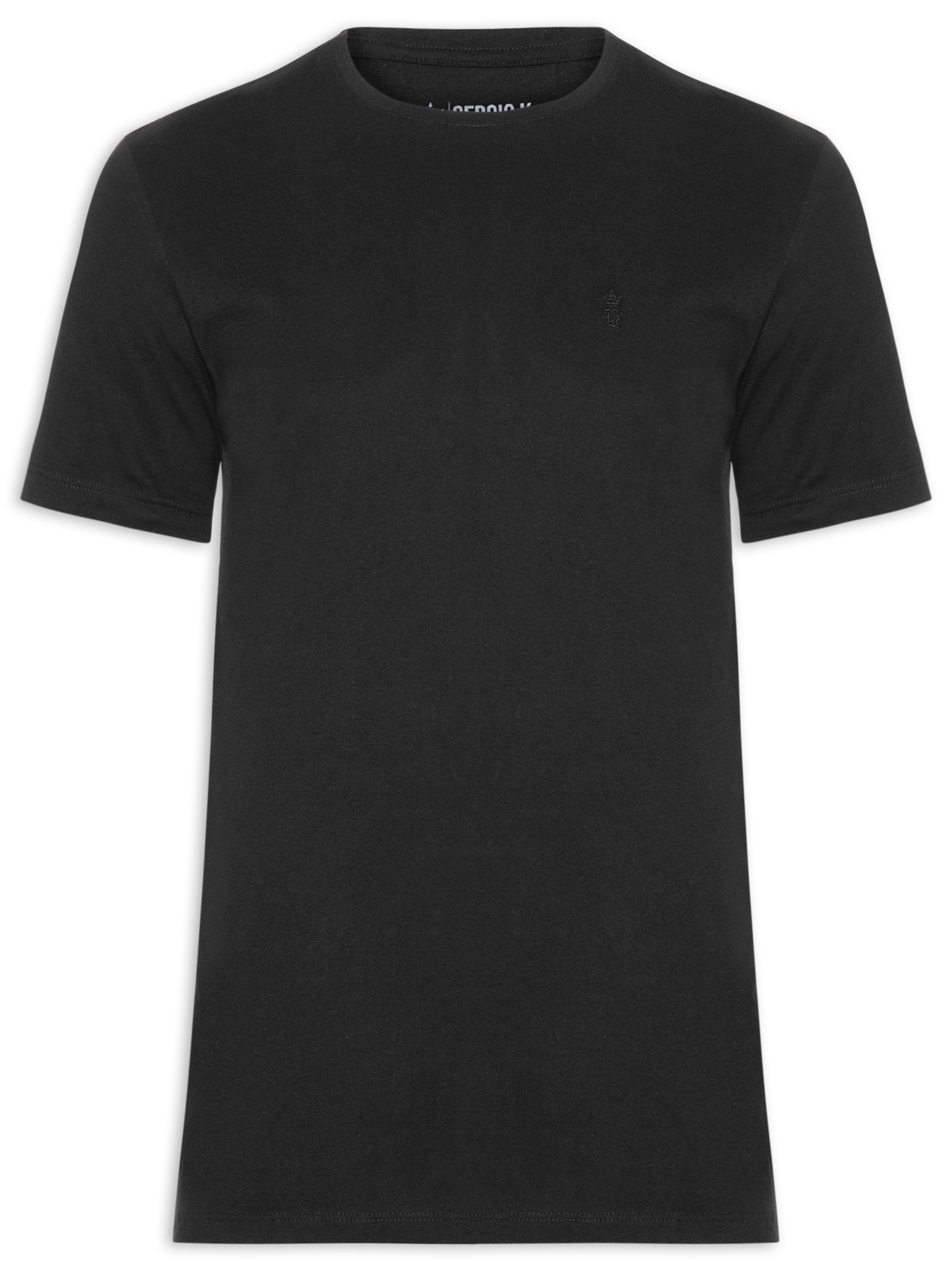 Camiseta Masculina Básica Em Algodão Preto Sergio K