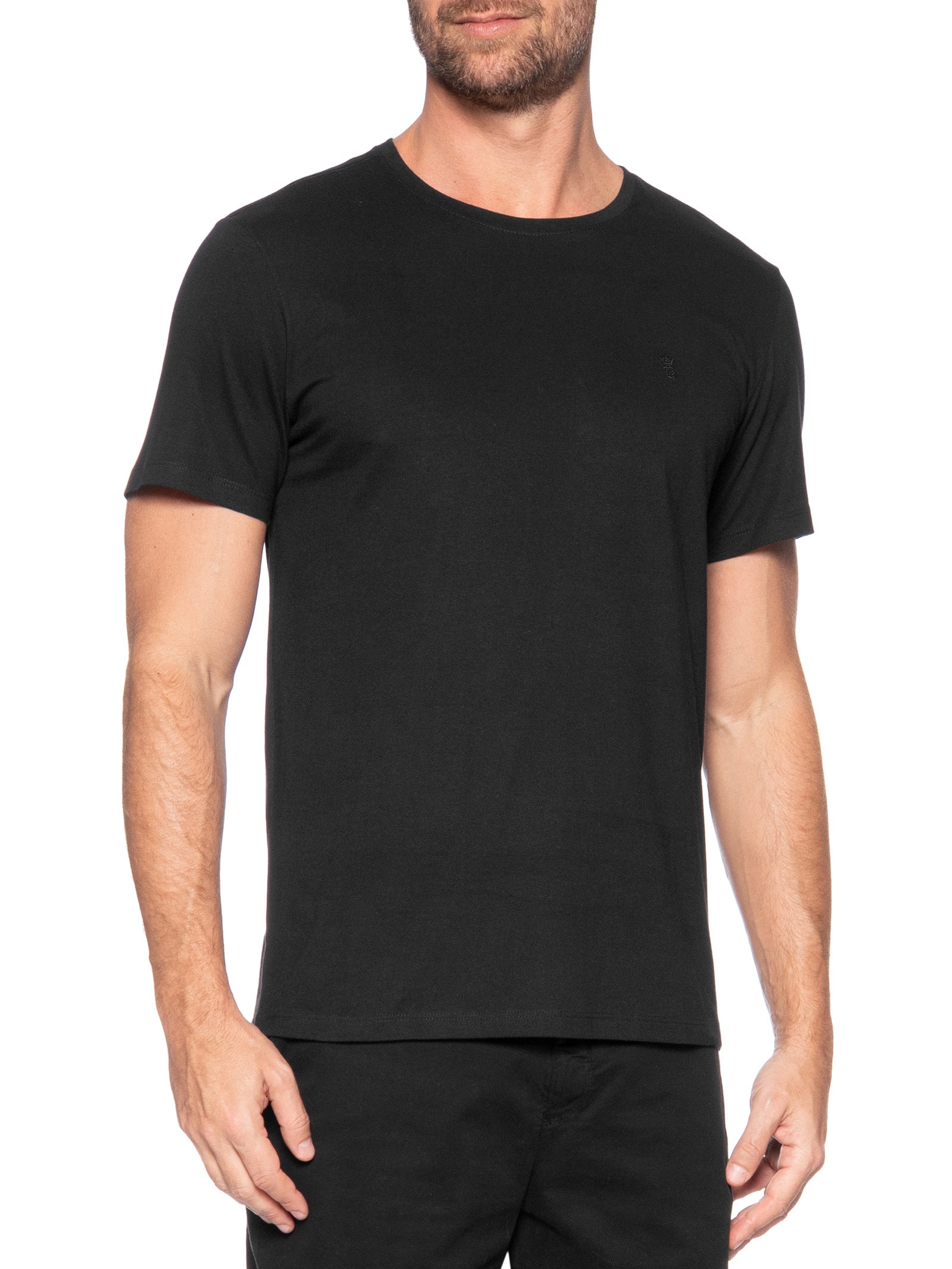 Camiseta Masculina Básica Em Algodão Preto Sergio K