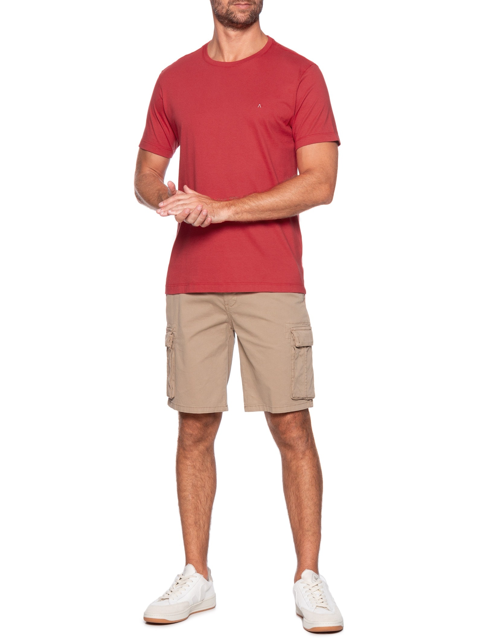 Camiseta Masculina Básica Em Algodão Vermelho Aramis