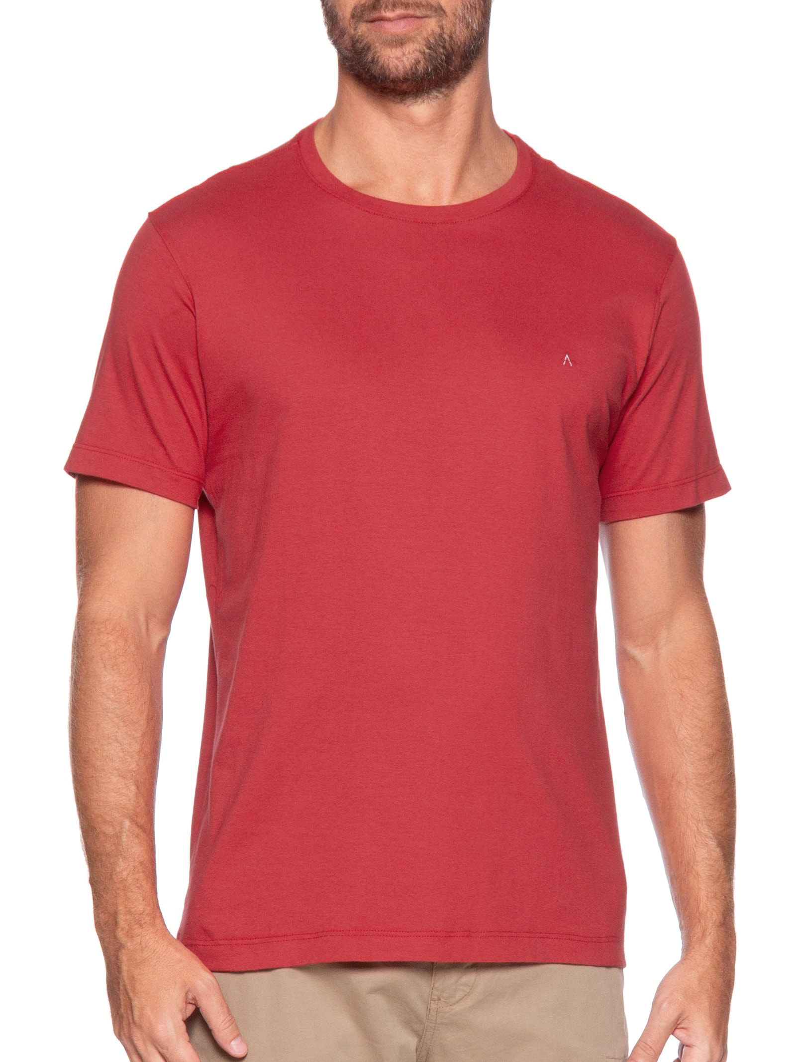 Camiseta Masculina Básica Em Algodão Vermelho Aramis