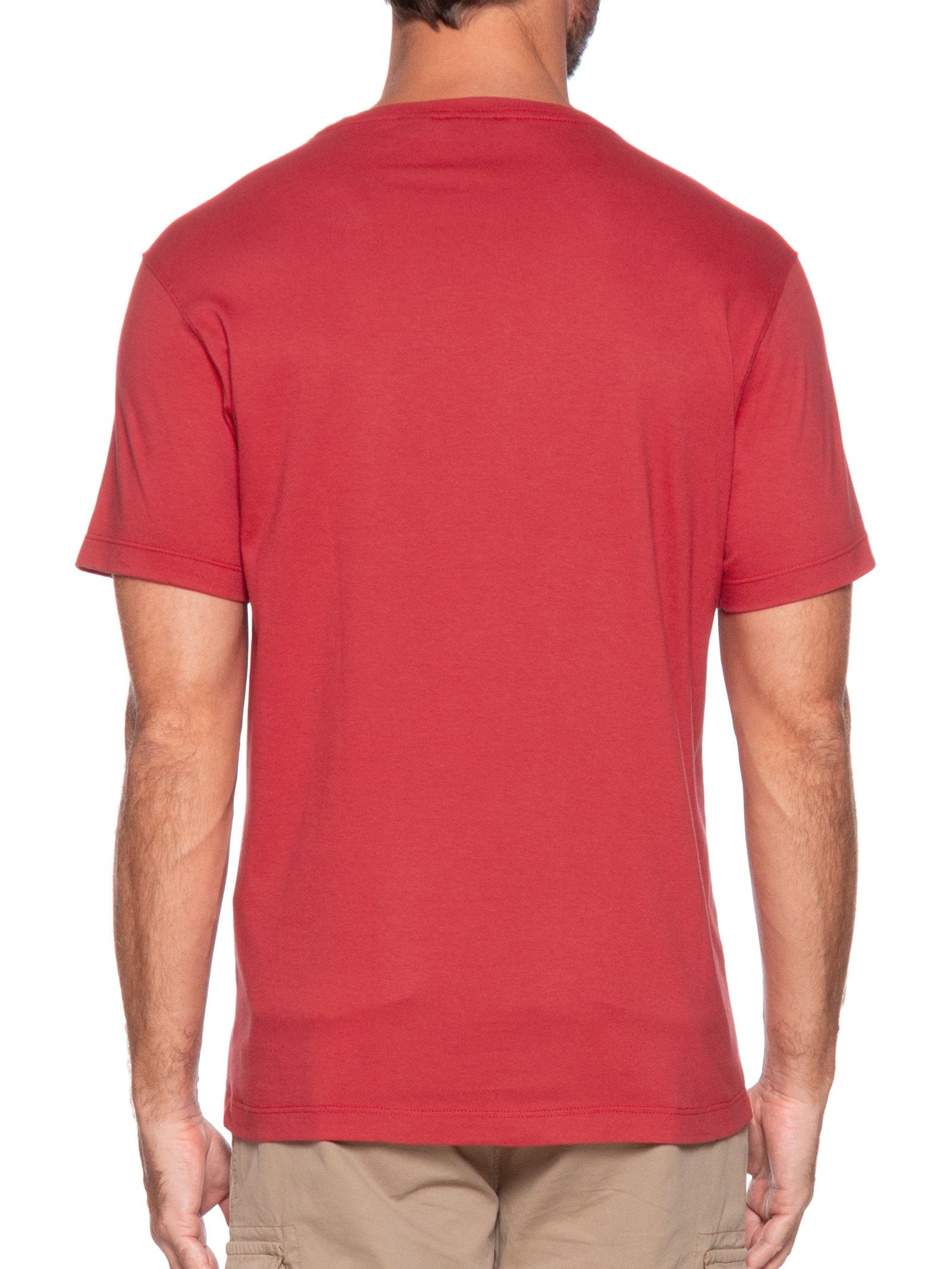 Camiseta Masculina Básica Em Algodão Vermelho Aramis