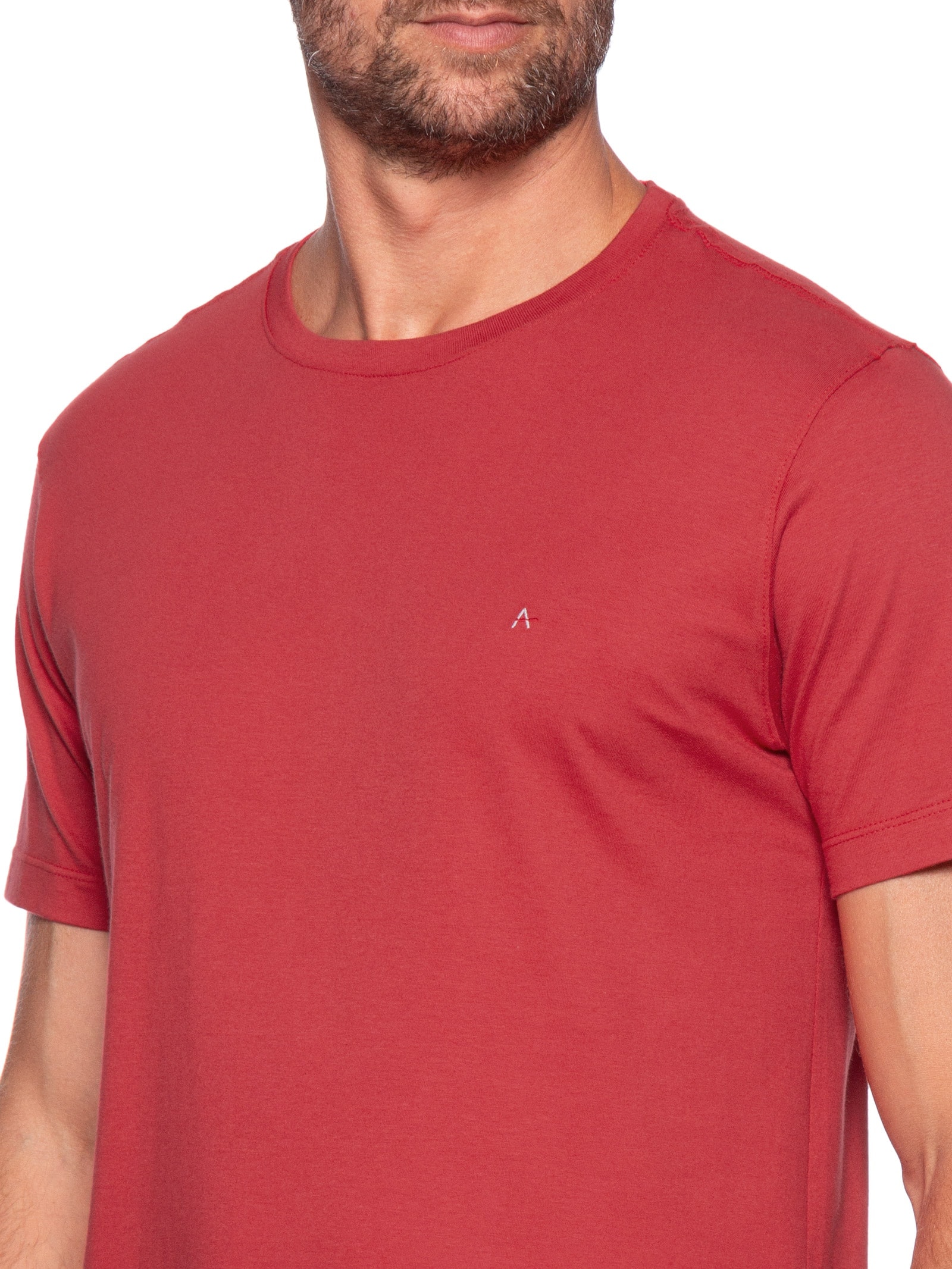 Camiseta Masculina Básica Em Algodão Vermelho Aramis