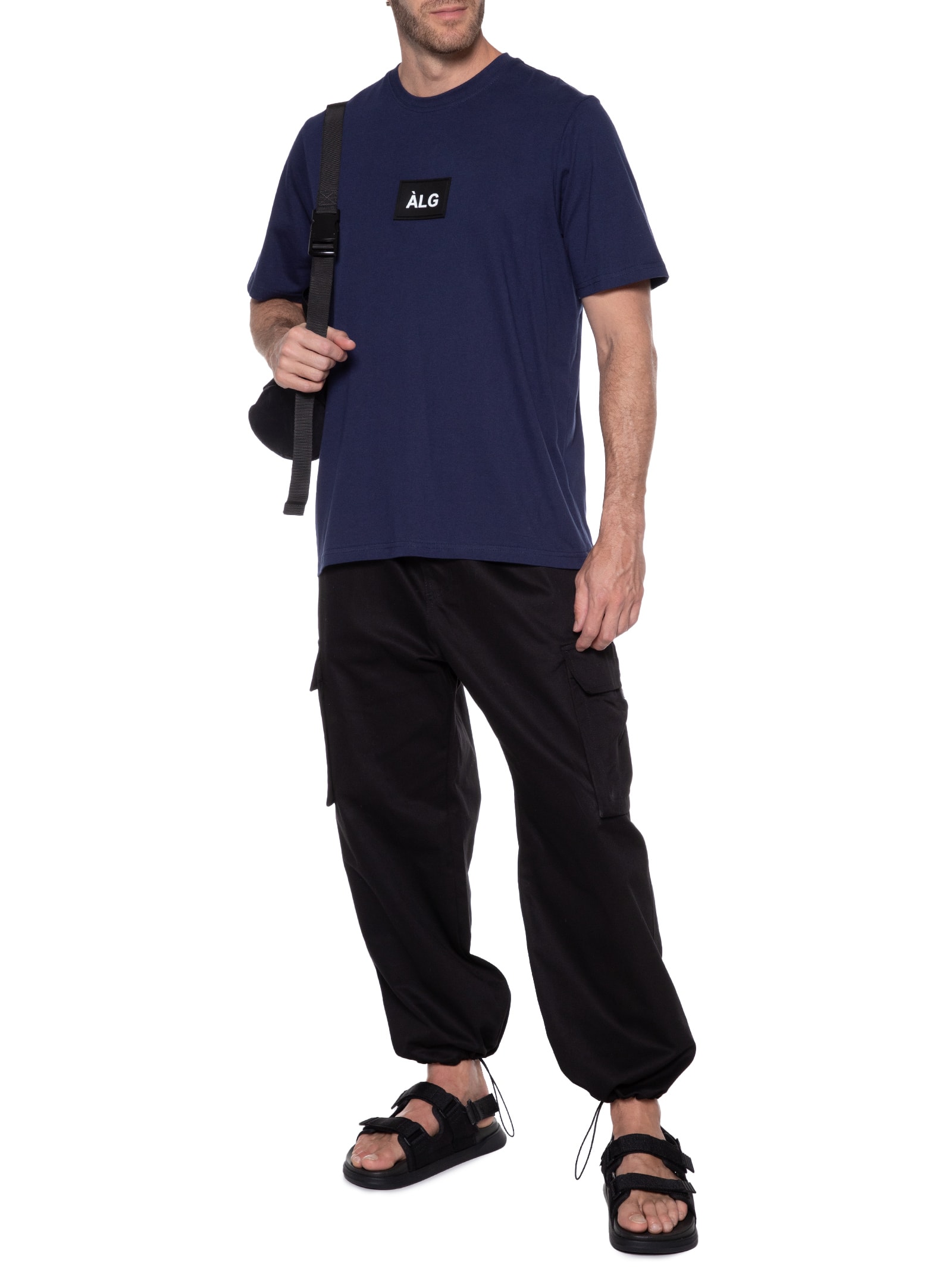 Camiseta Masculina Básica Emborrachada Azul Àlg