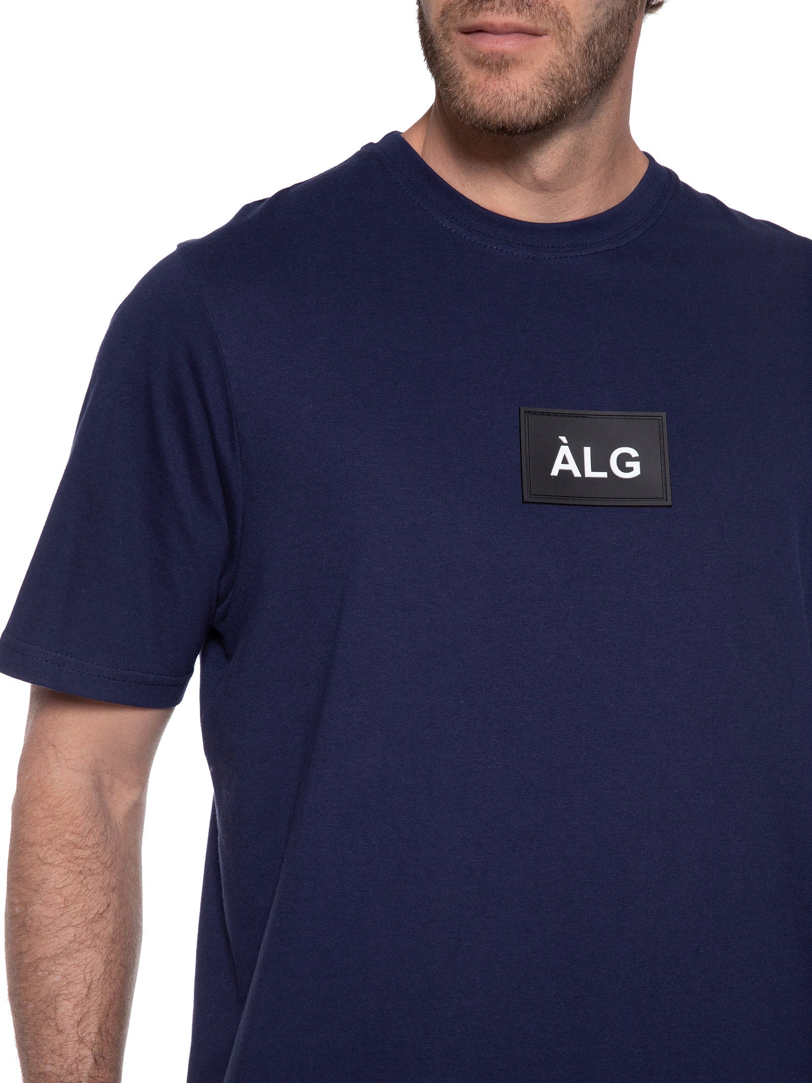 Camiseta Masculina Básica Emborrachada Azul Àlg