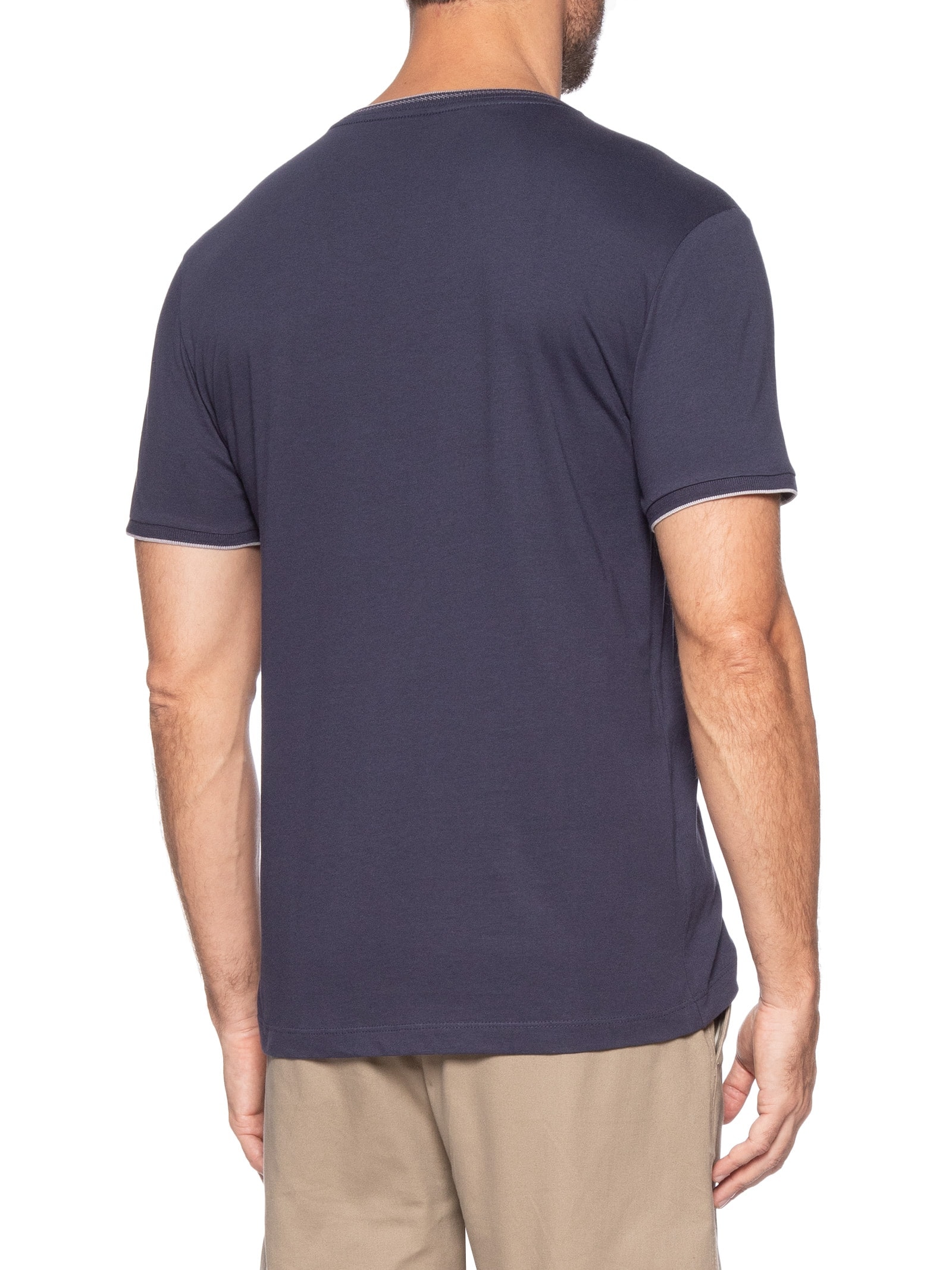 Camiseta Masculina Básica Friso Gola (PA) Azul Aramis