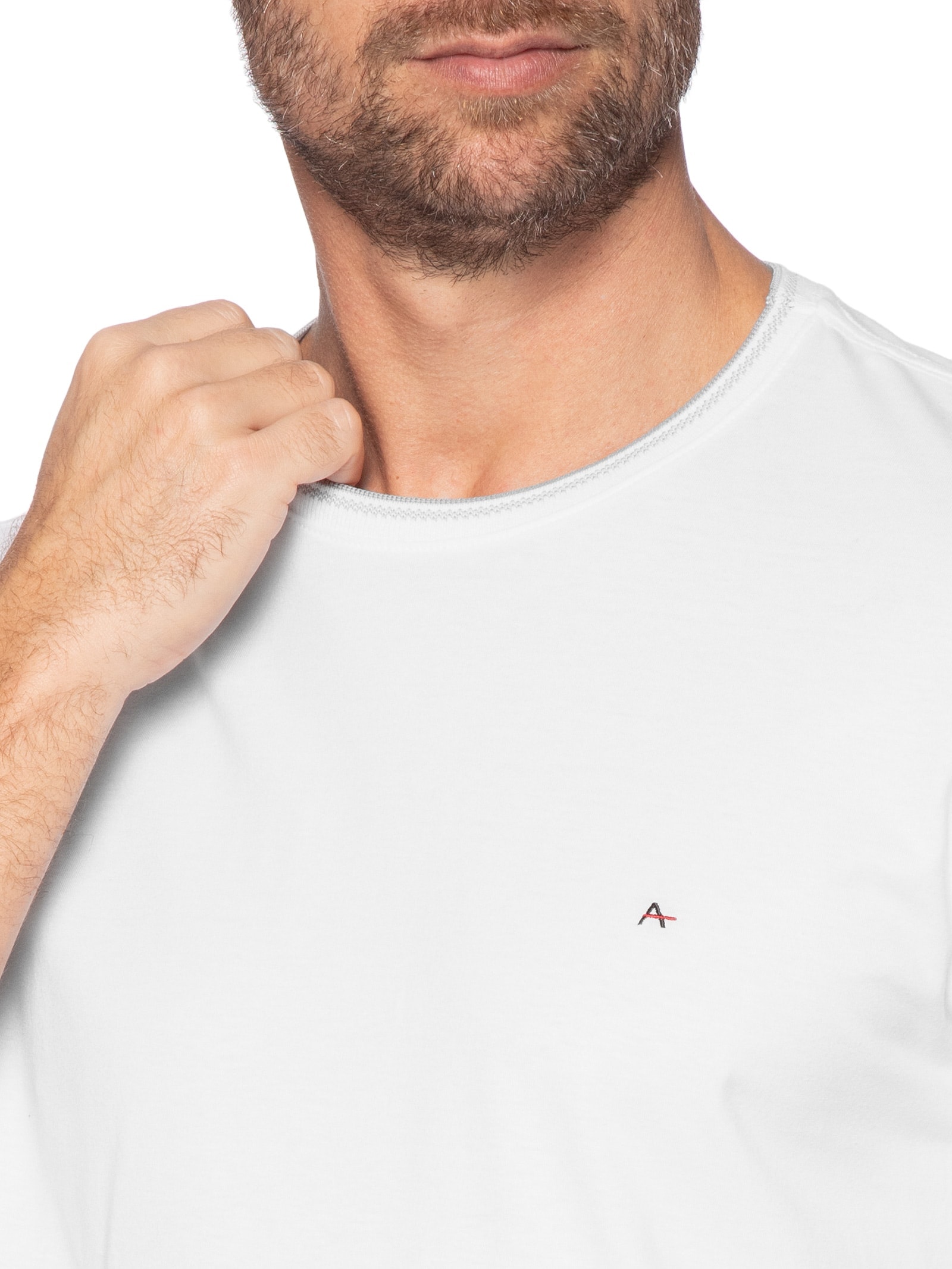 Camiseta Masculina Básica Friso Gola (PA) Branco Aramis