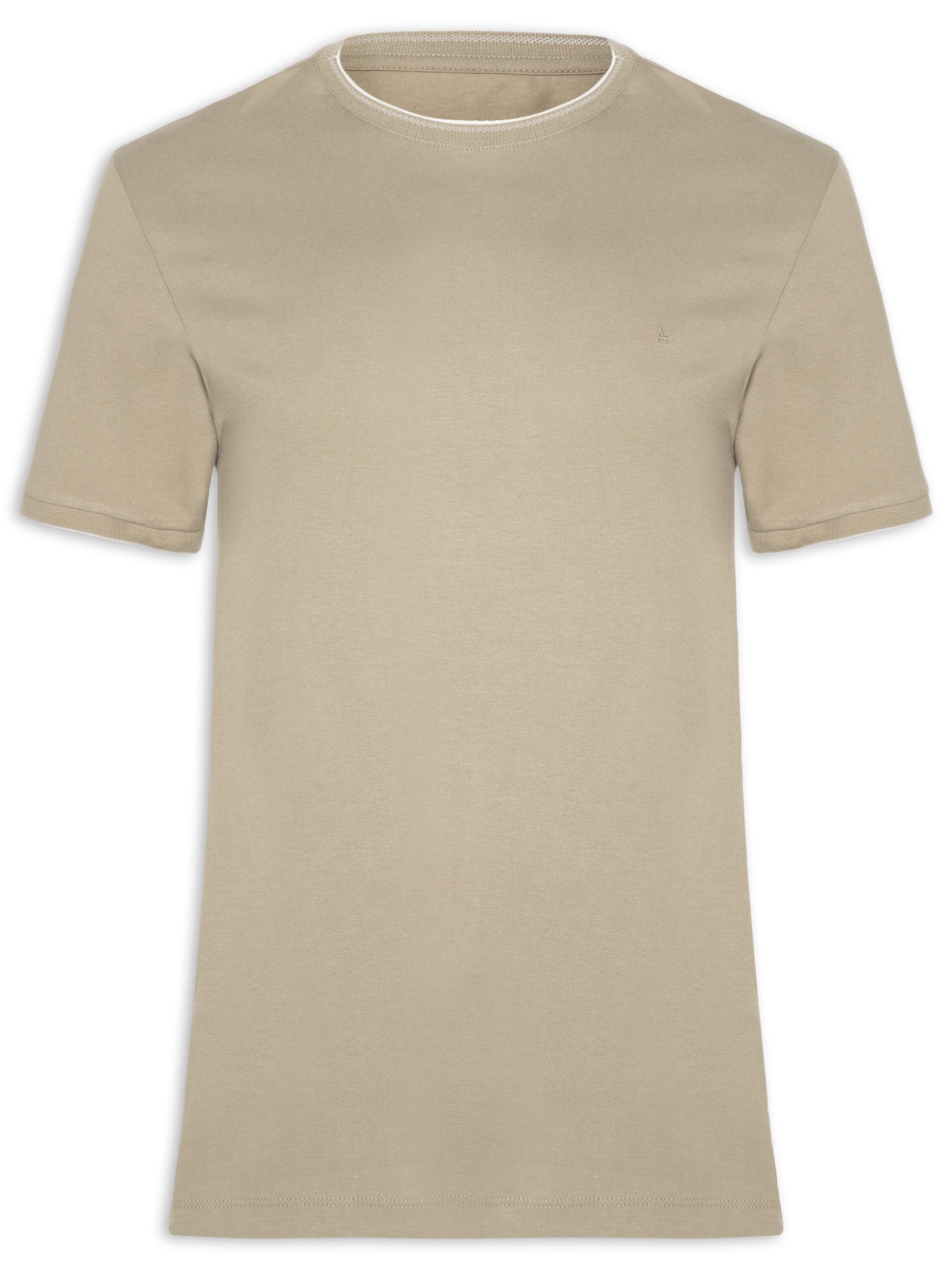 Camiseta Masculina Básica Friso Na Gola Bege Aramis