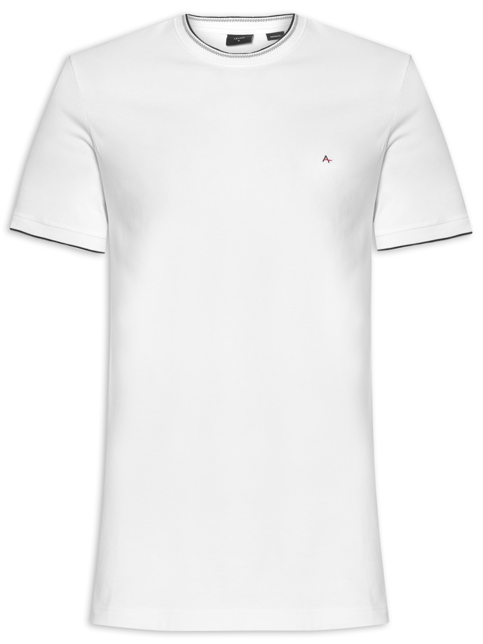 Camiseta Masculina Básica Friso Na Gola Branco Aramis
