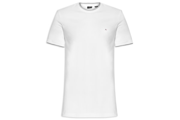 Camiseta Masculina Básica Friso Na Gola - Branco