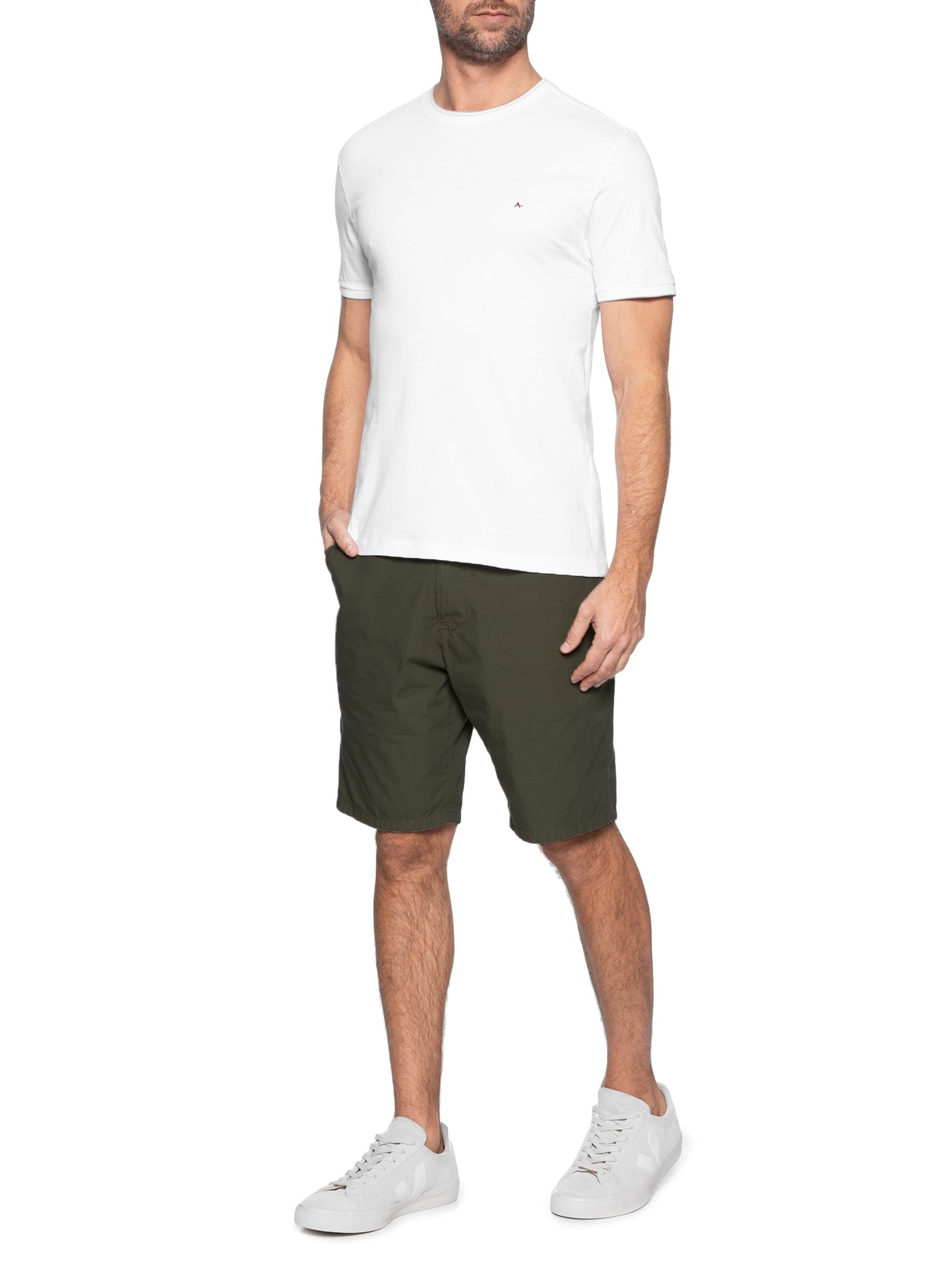 Camiseta Masculina Básica Friso Na Gola (PA) Branco Aramis