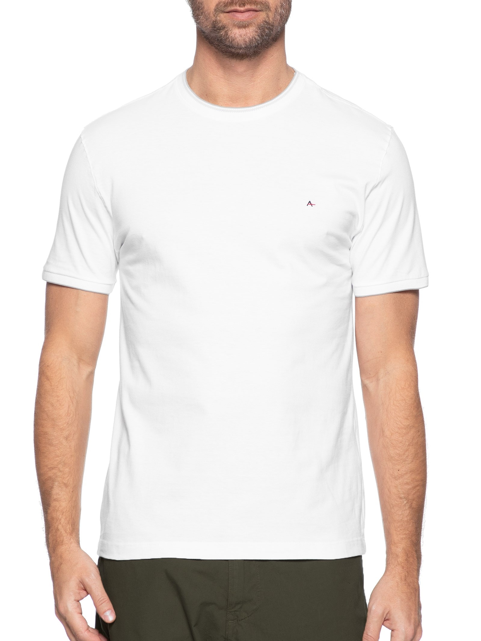 Camiseta Masculina Básica Friso Na Gola (PA) Branco Aramis