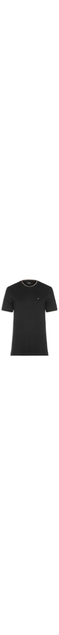 Camiseta Masculina Básica Friso Na Gola - Preto