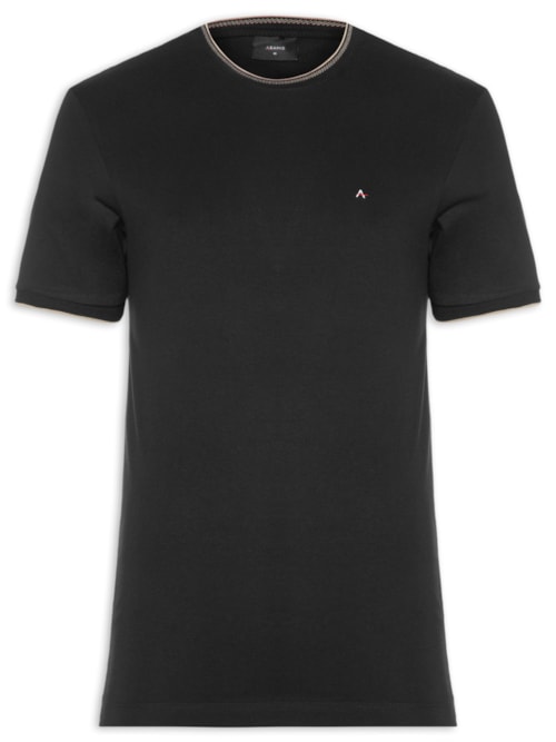 Camiseta Masculina Básica Friso Na Gola – Preto
