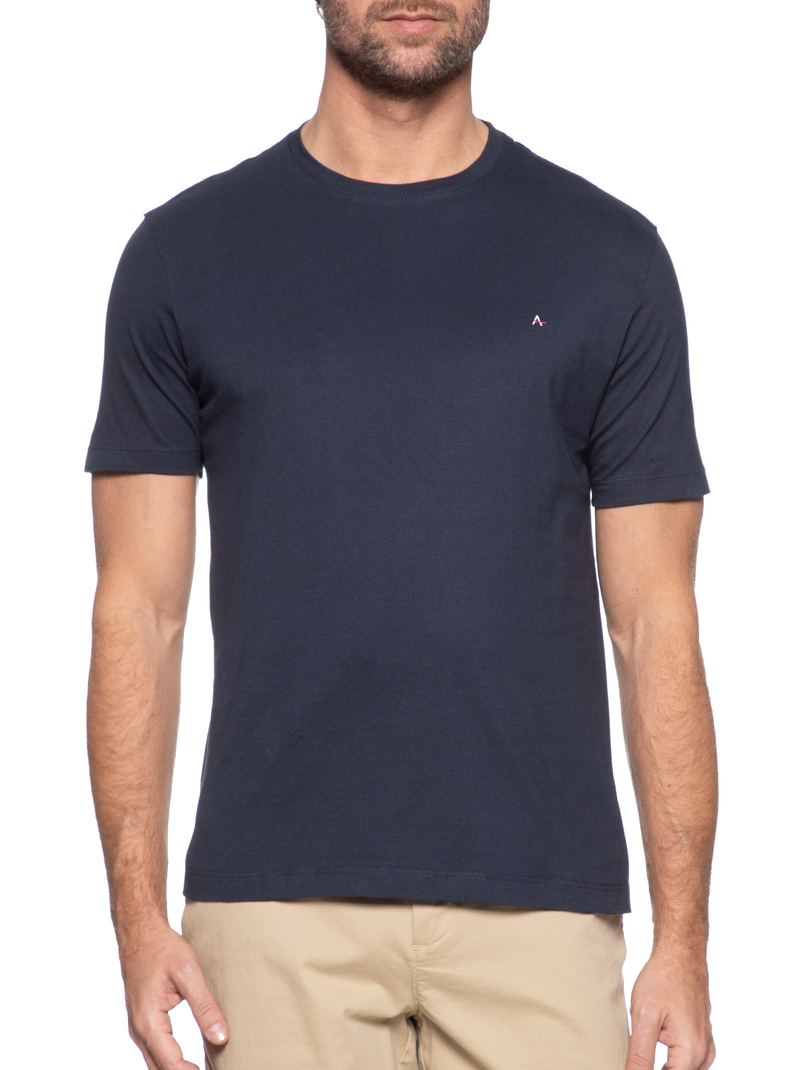 Camiseta Masculina Básica Gola Careca Azul Aramis