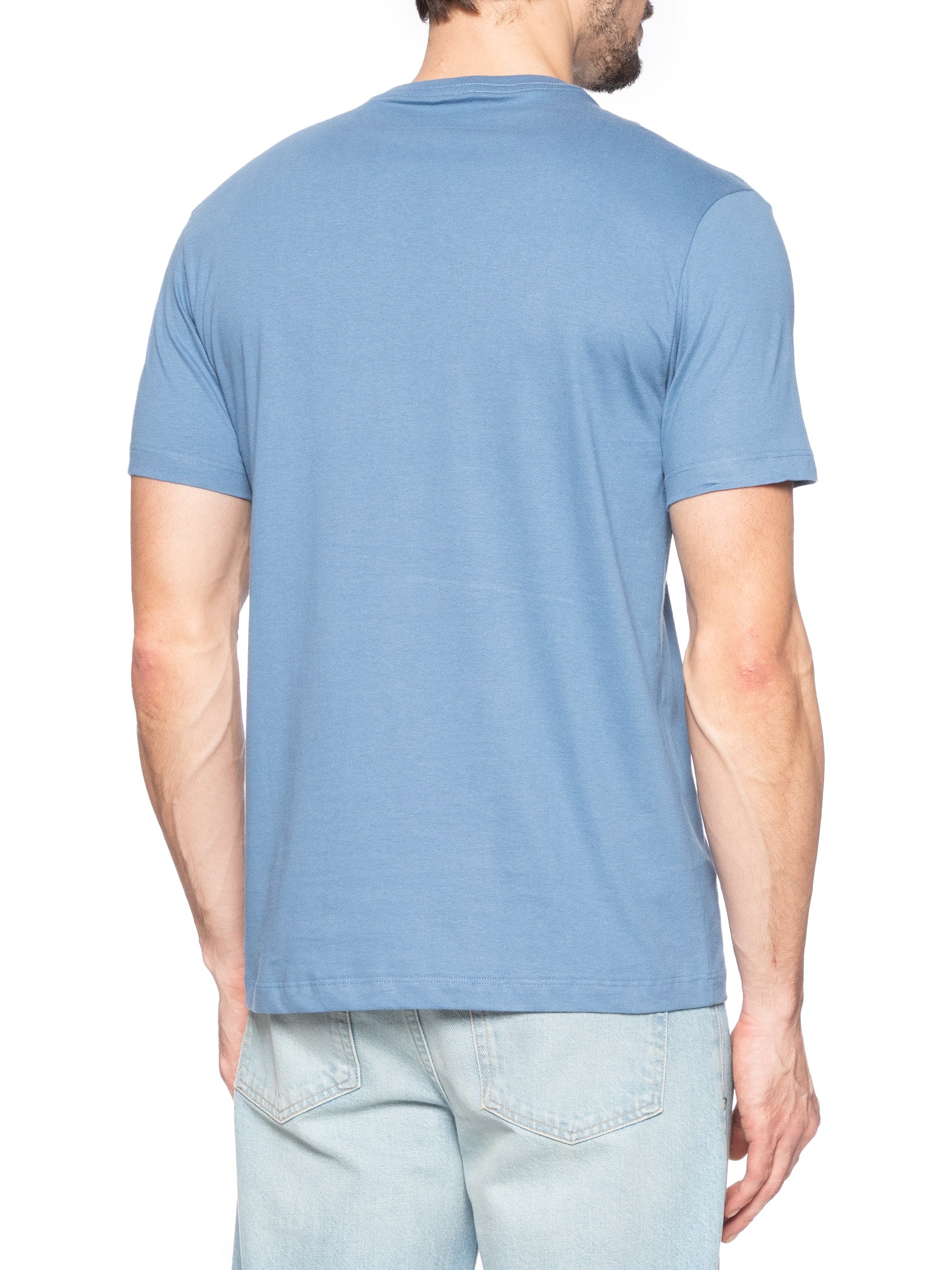 Camiseta Masculina Básica Gola Careca Azul Aramis