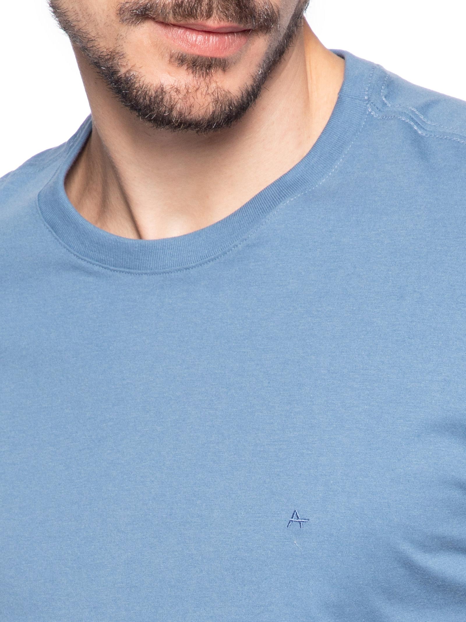 Camiseta Masculina Básica Gola Careca Azul Aramis
