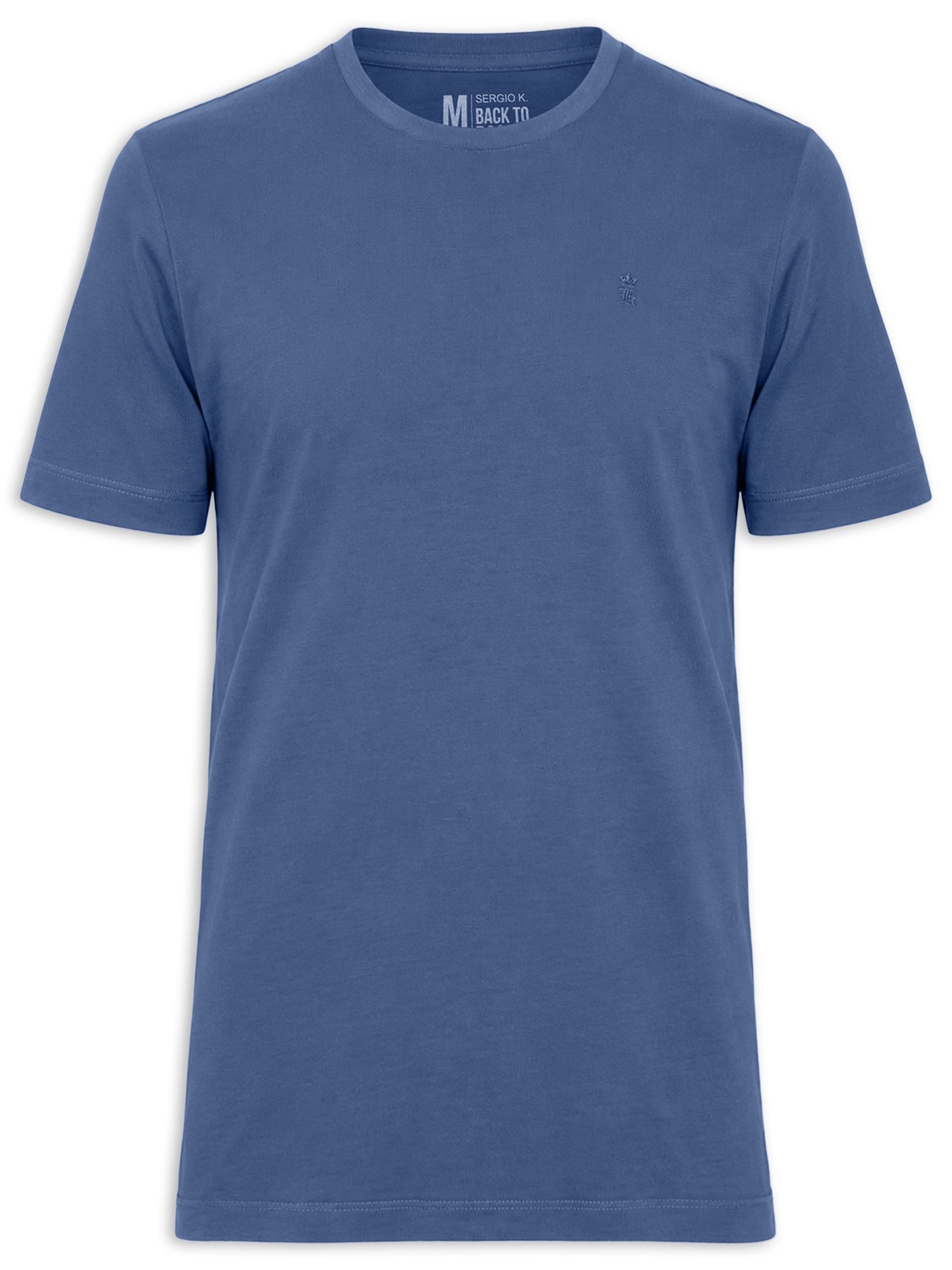 Camiseta Masculina Básica Gola Careca Azul Sergio K