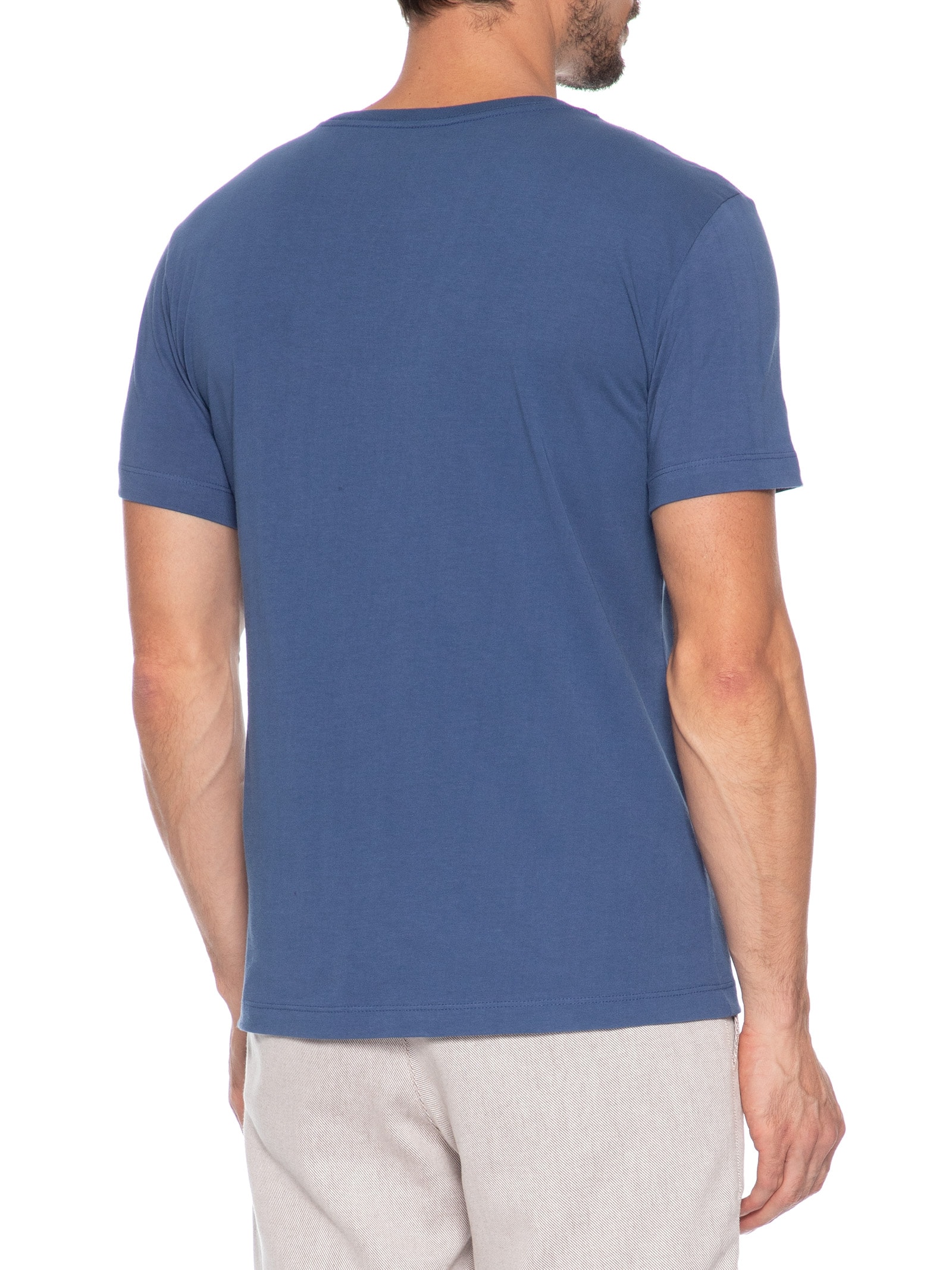 Camiseta Masculina Básica Gola Careca Azul Sergio K