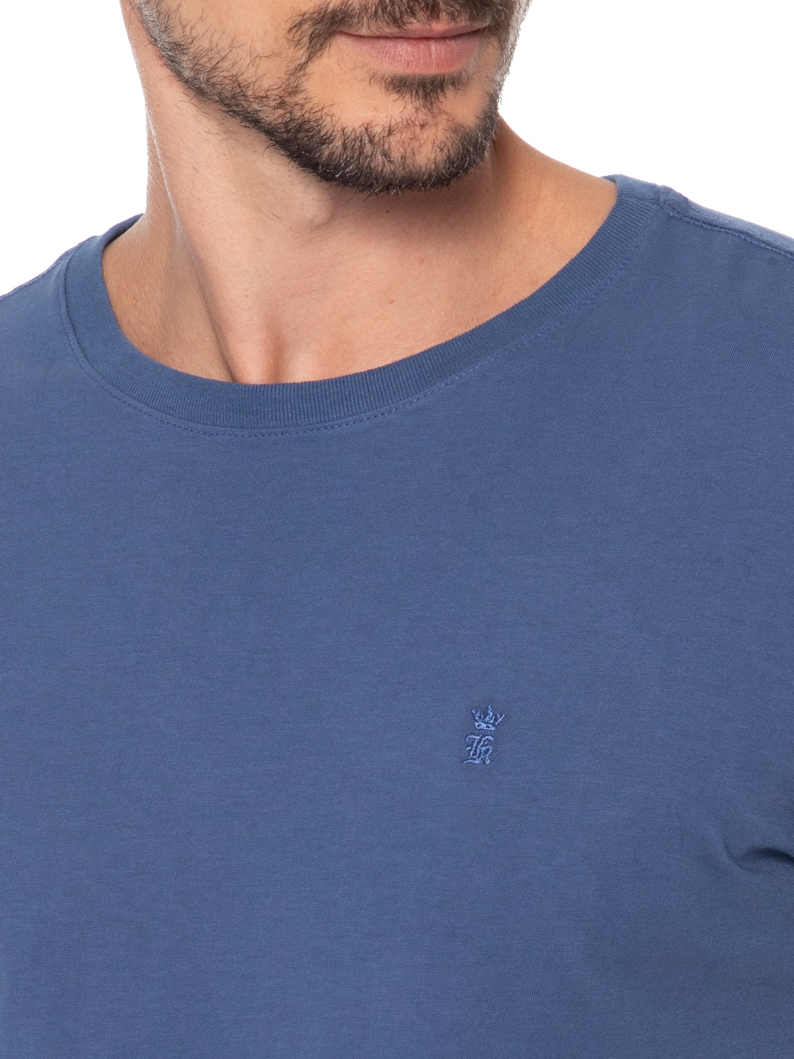 Camiseta Masculina Básica Gola Careca Azul Sergio K