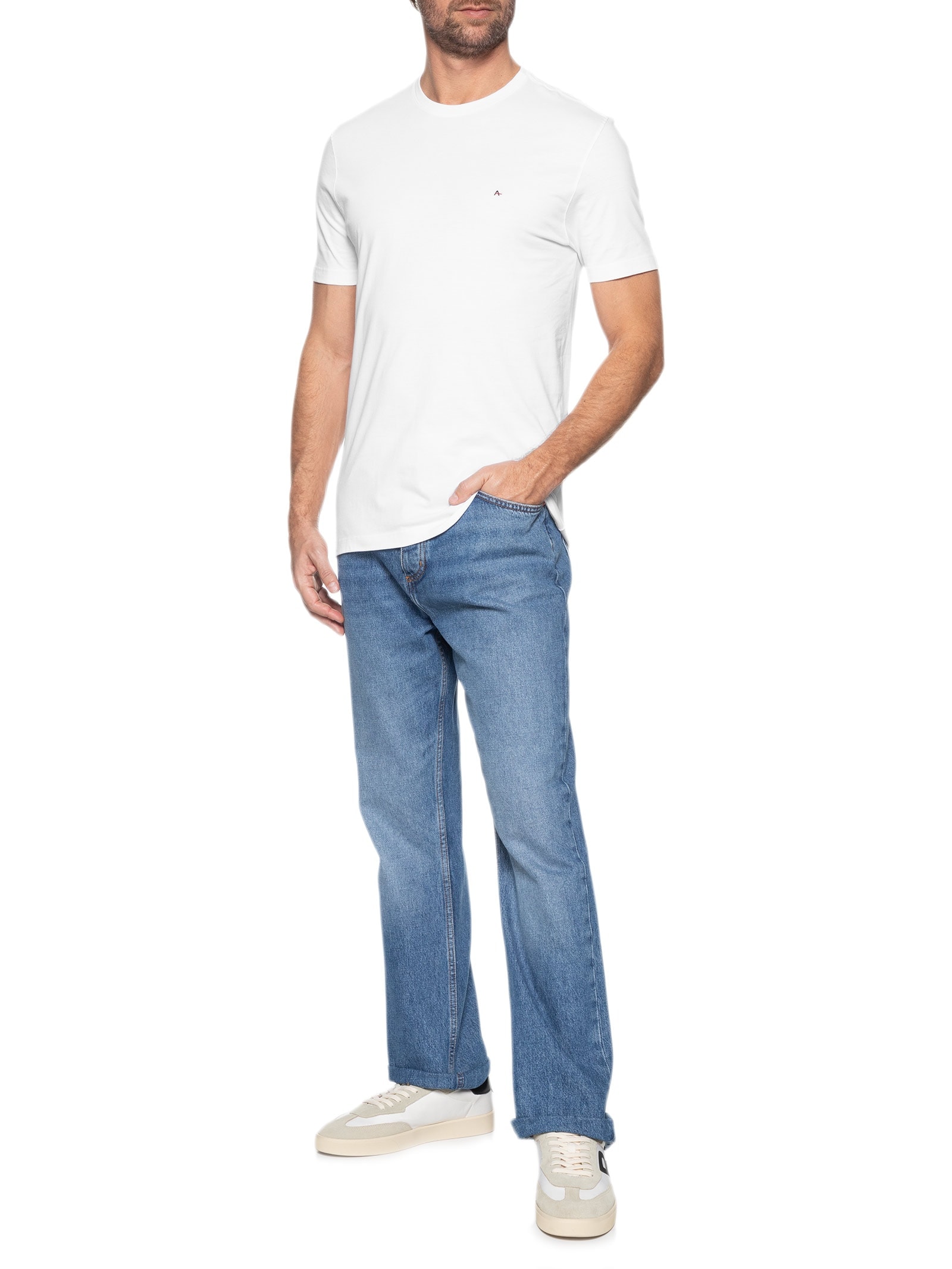 Camiseta Masculina Básica Gola Careca Branco Aramis