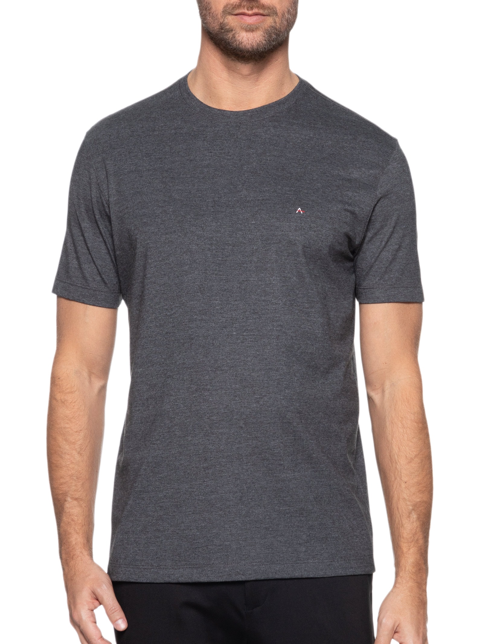 Camiseta Masculina Básica Gola Careca Cinza Aramis