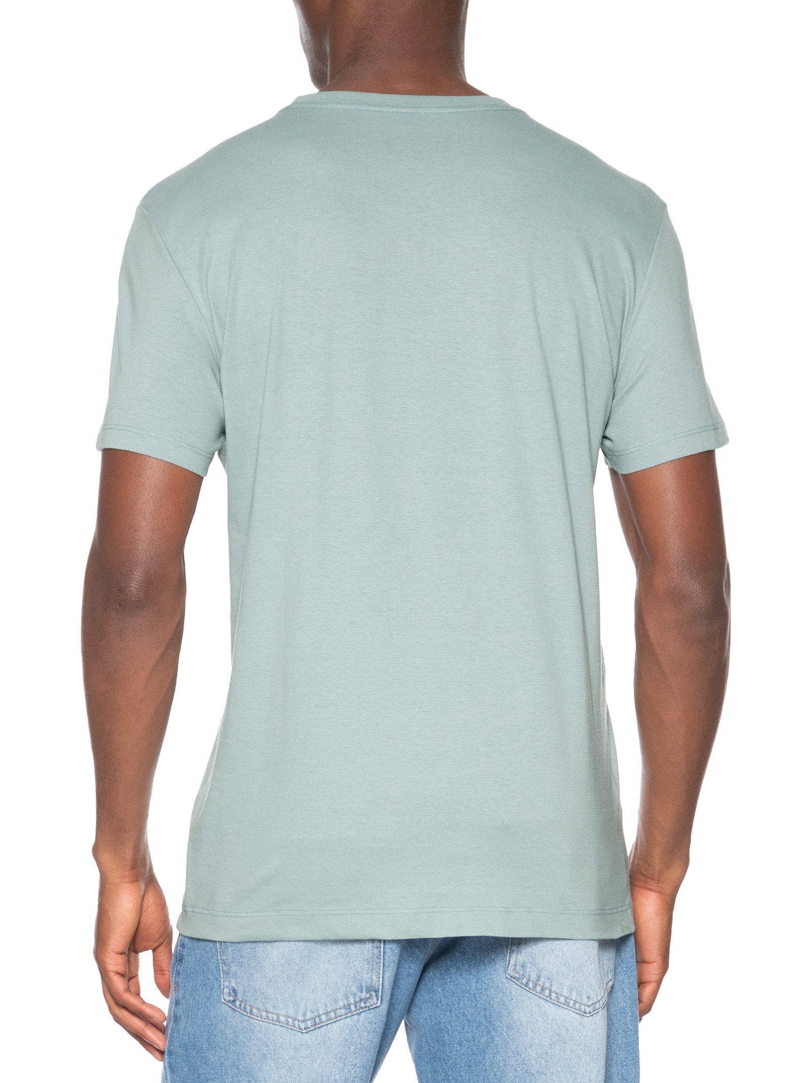 Camiseta Masculina Básica Gola Careca Em Algodão Azul Sergio K