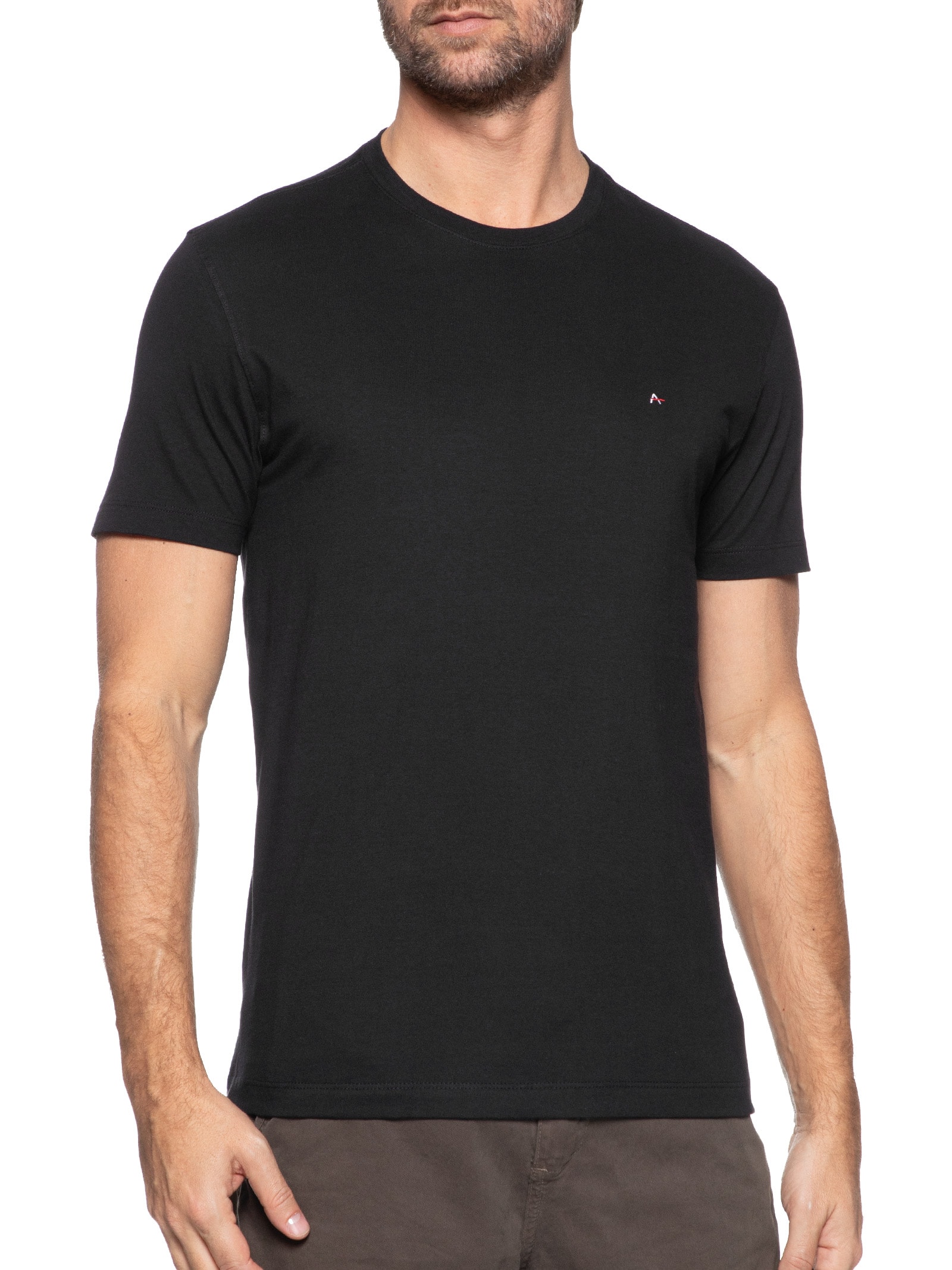 Camiseta Masculina Básica Gola Careca Preto Aramis