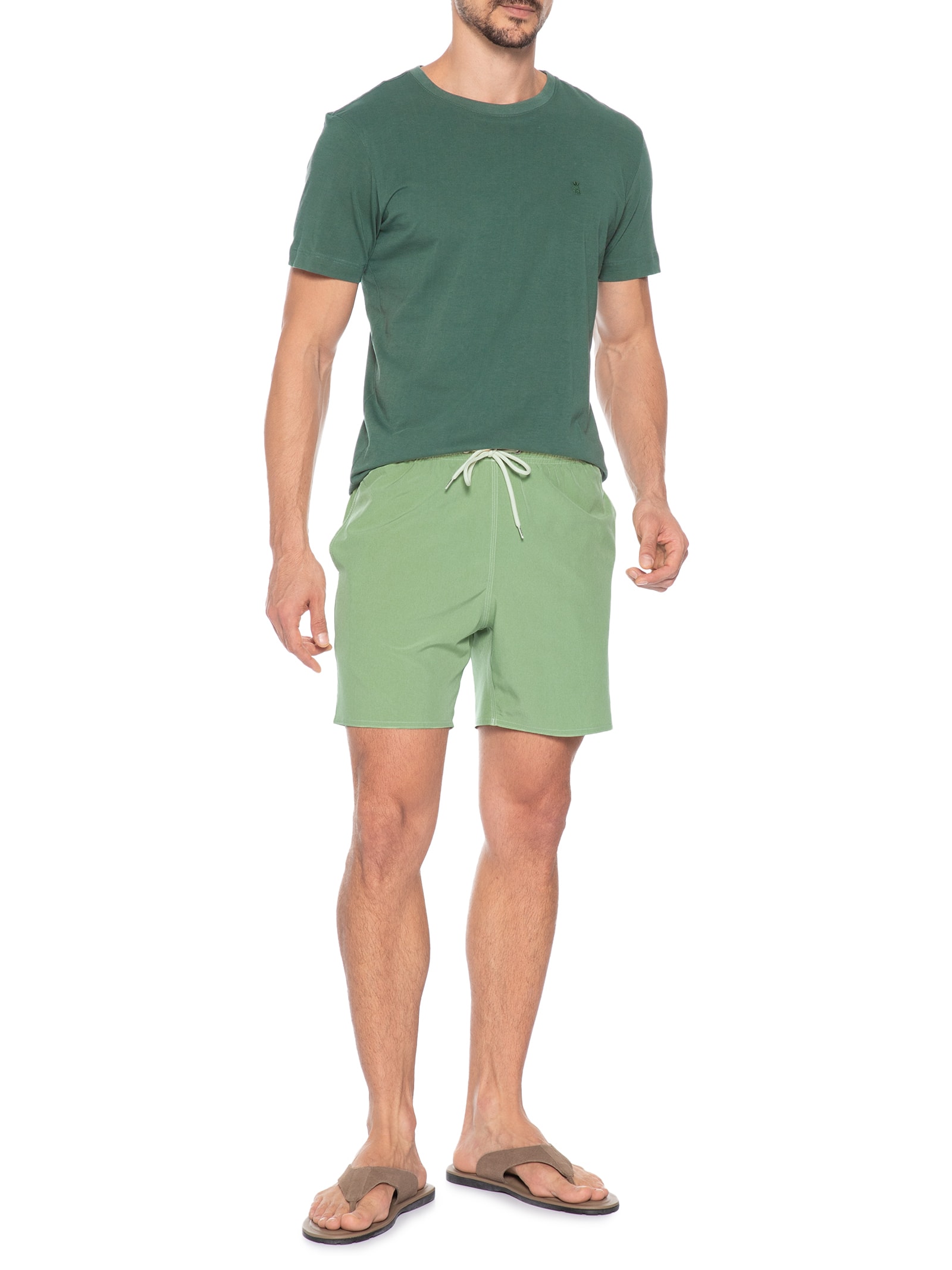 Camiseta Masculina Básica Gola Careca Verde Sergio K