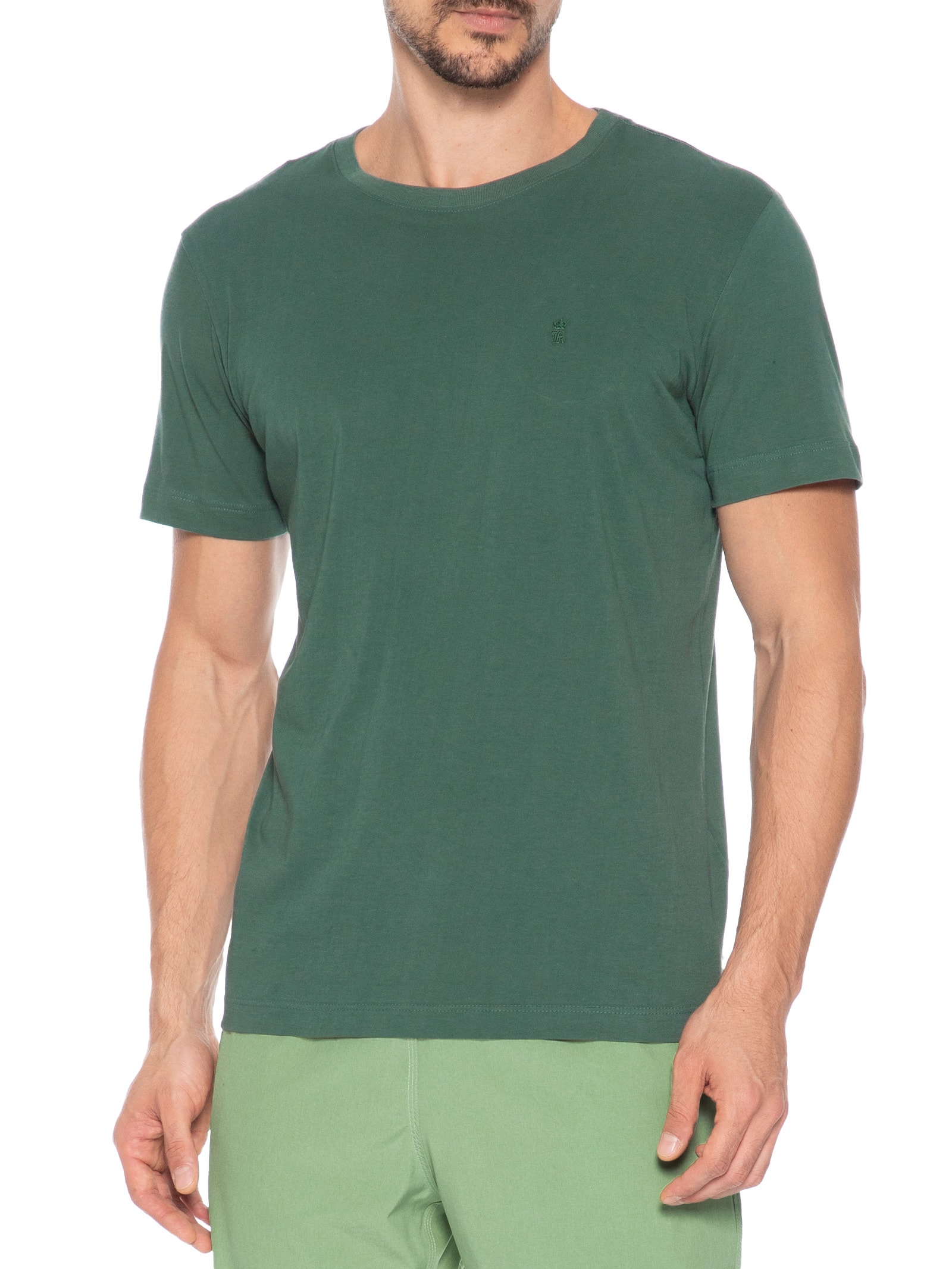 Camiseta Masculina Básica Gola Careca Verde Sergio K