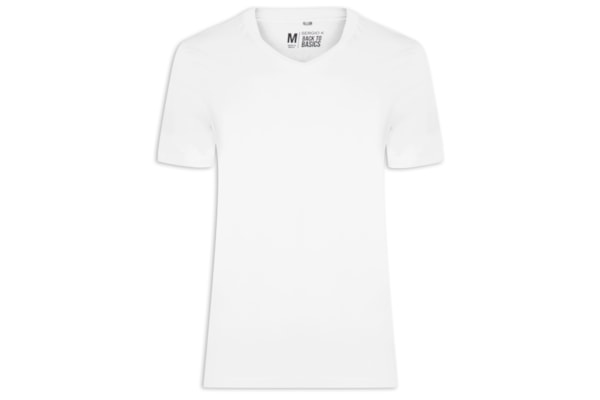 Camiseta Masculina Básica Gola V - Branco
