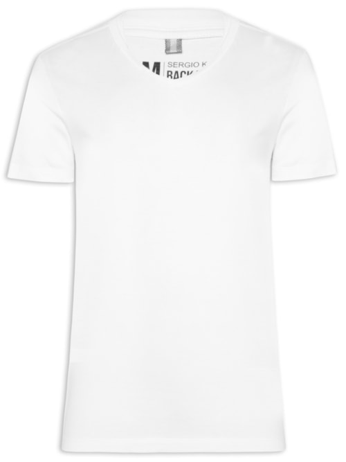 Camiseta Masculina Básica Gola V Em Algodão – Branco