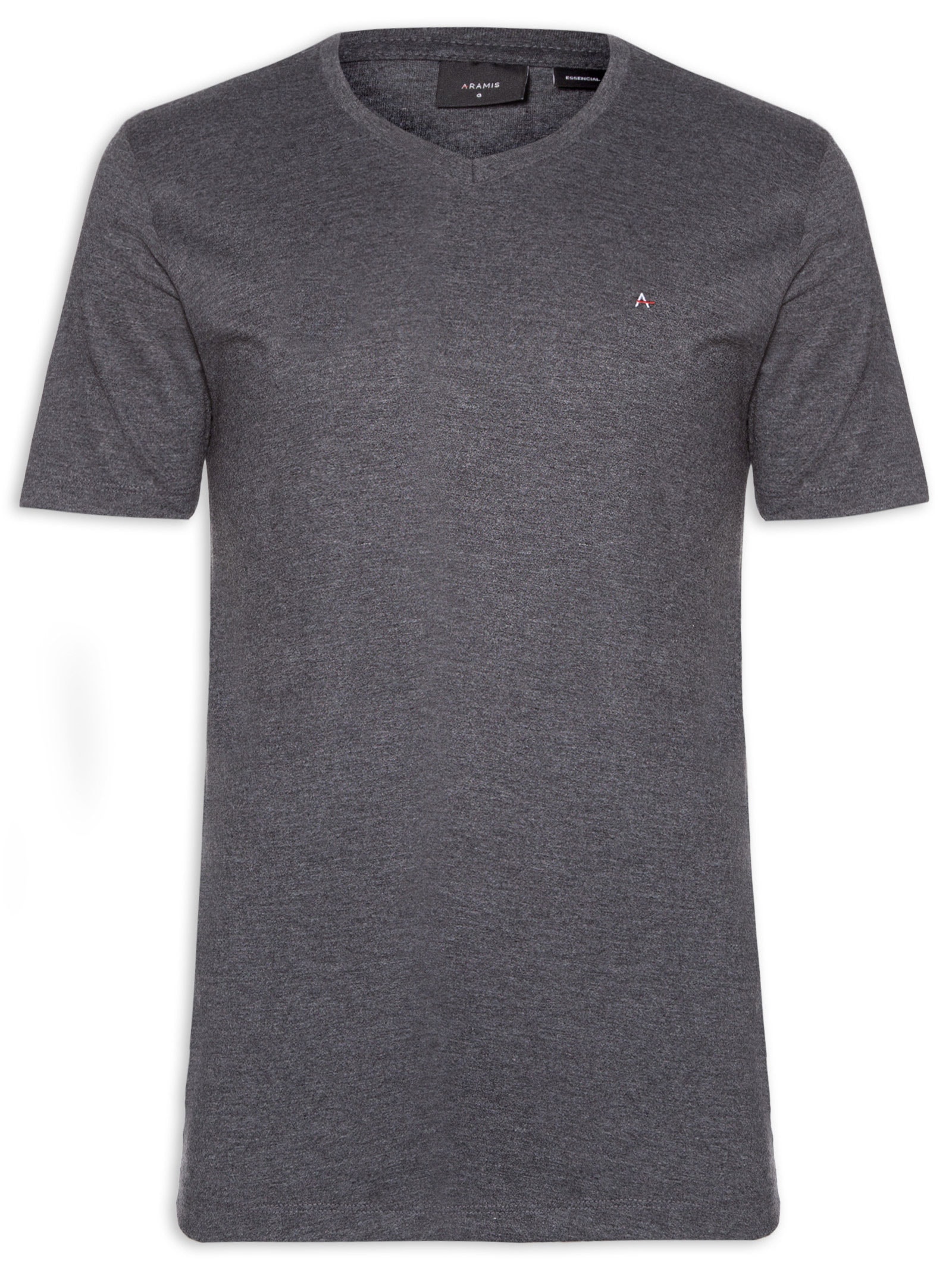 Camiseta Masculina Básica Gola V Em Algodão Cinza Aramis