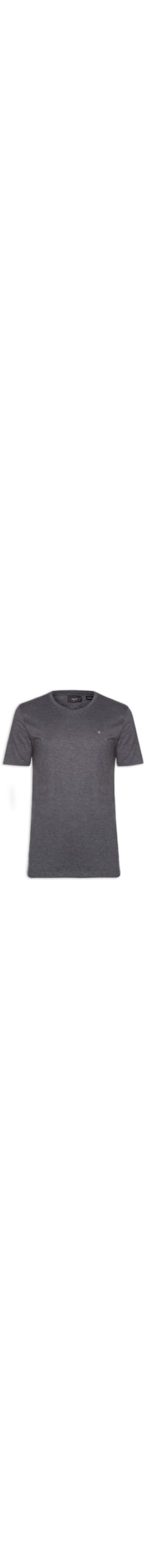Camiseta Masculina Básica Gola V Em Algodão - Cinza