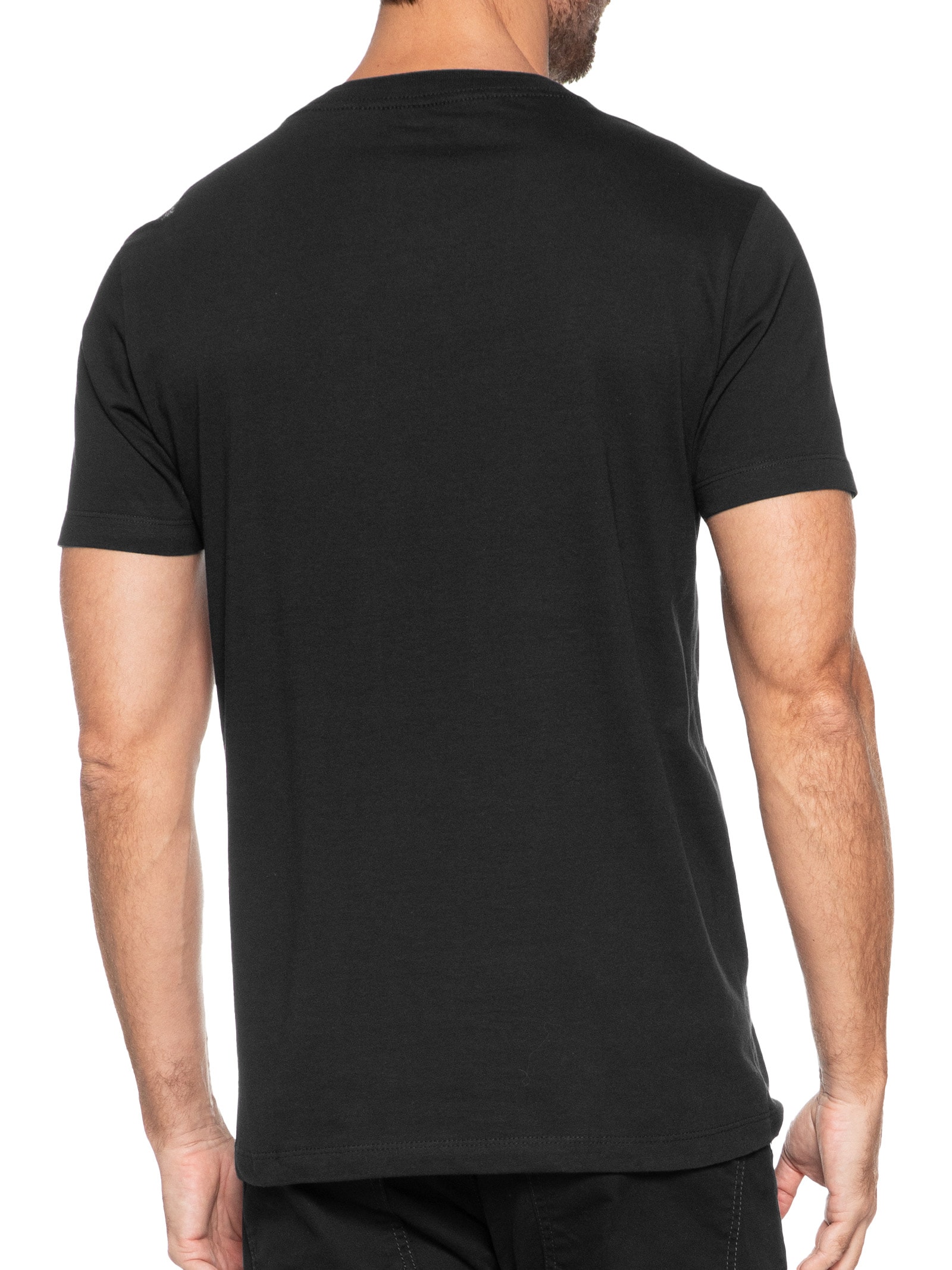 Camiseta Masculina Básica Gola V Em Algodão Preto Sergio K