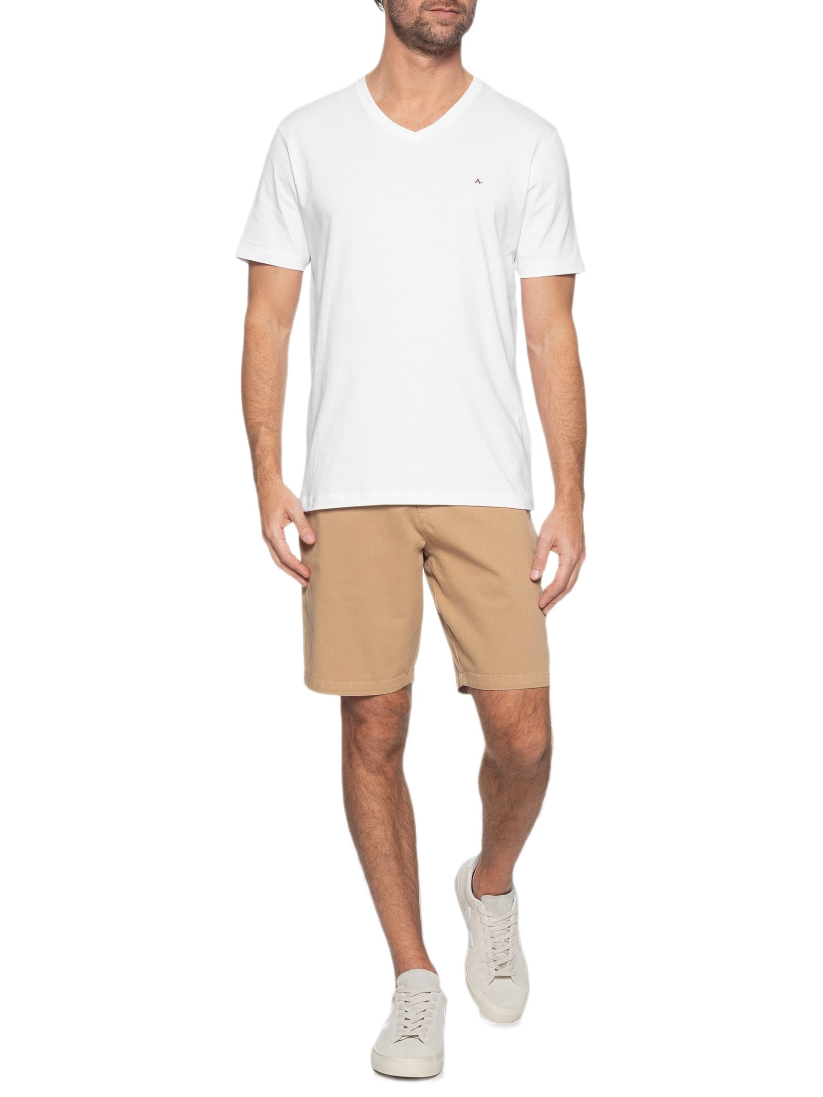 Camiseta Masculina Básica Gola V (PA) Branco Aramis