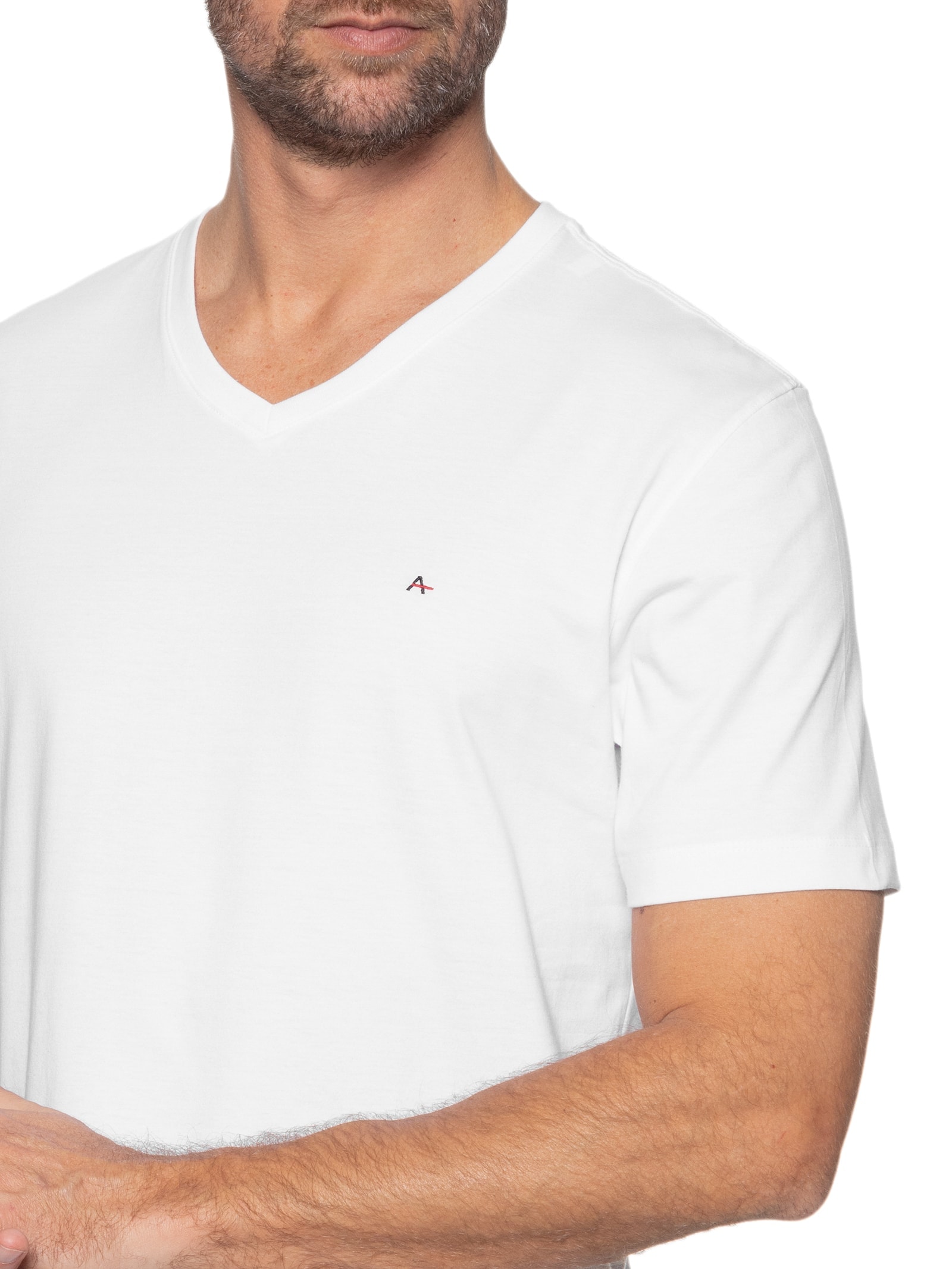 Camiseta Masculina Básica Gola V (PA) Branco Aramis