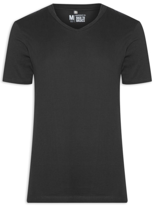 Camiseta Masculina Básica Gola V – Preto