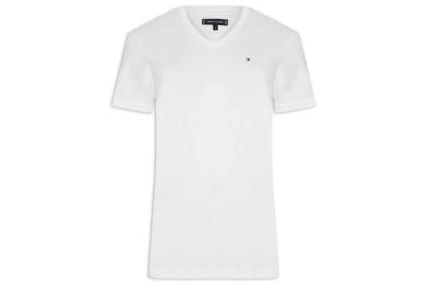 Camiseta Masculina Básica Gola V Regular Fit Em Algodão - Branco