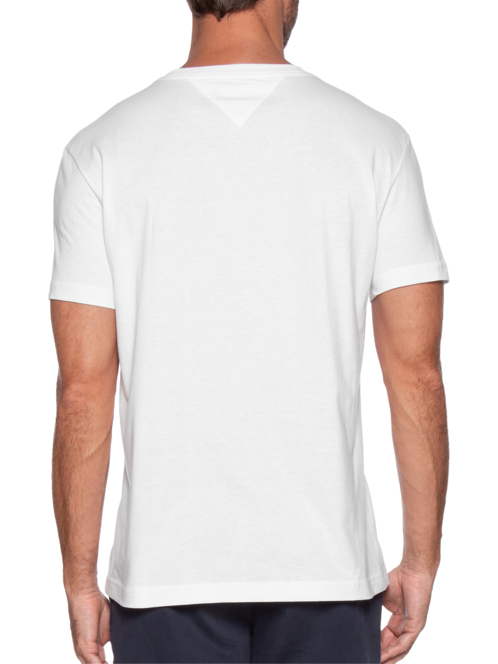 Camiseta Masculina Básica Gola V Regular Fit Em Algodão Branco Tommy Hilfiger