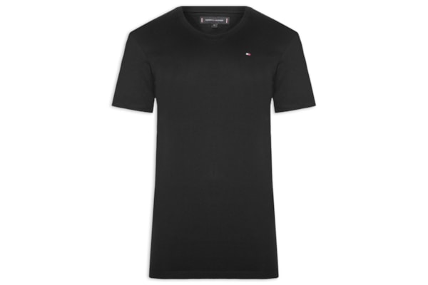 Camiseta Masculina Básica Gola V Regular Fit Em Algodão - Preto