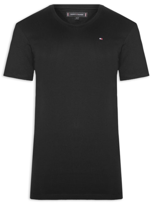 Camiseta Masculina Básica Gola V Regular Fit Em Algodão – Preto