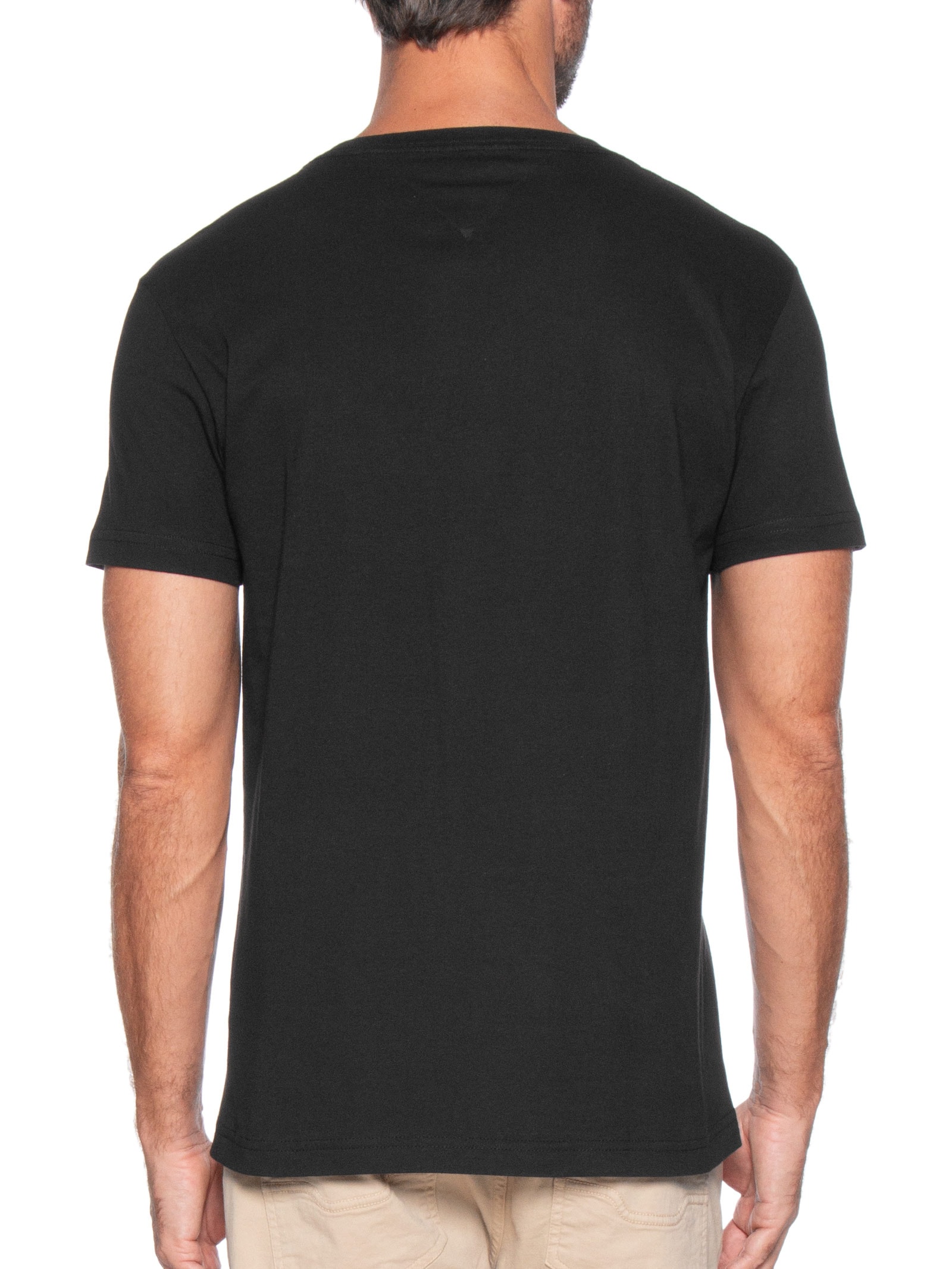 Camiseta Masculina Básica Gola V Regular Fit Em Algodão Preto Tommy Hilfiger