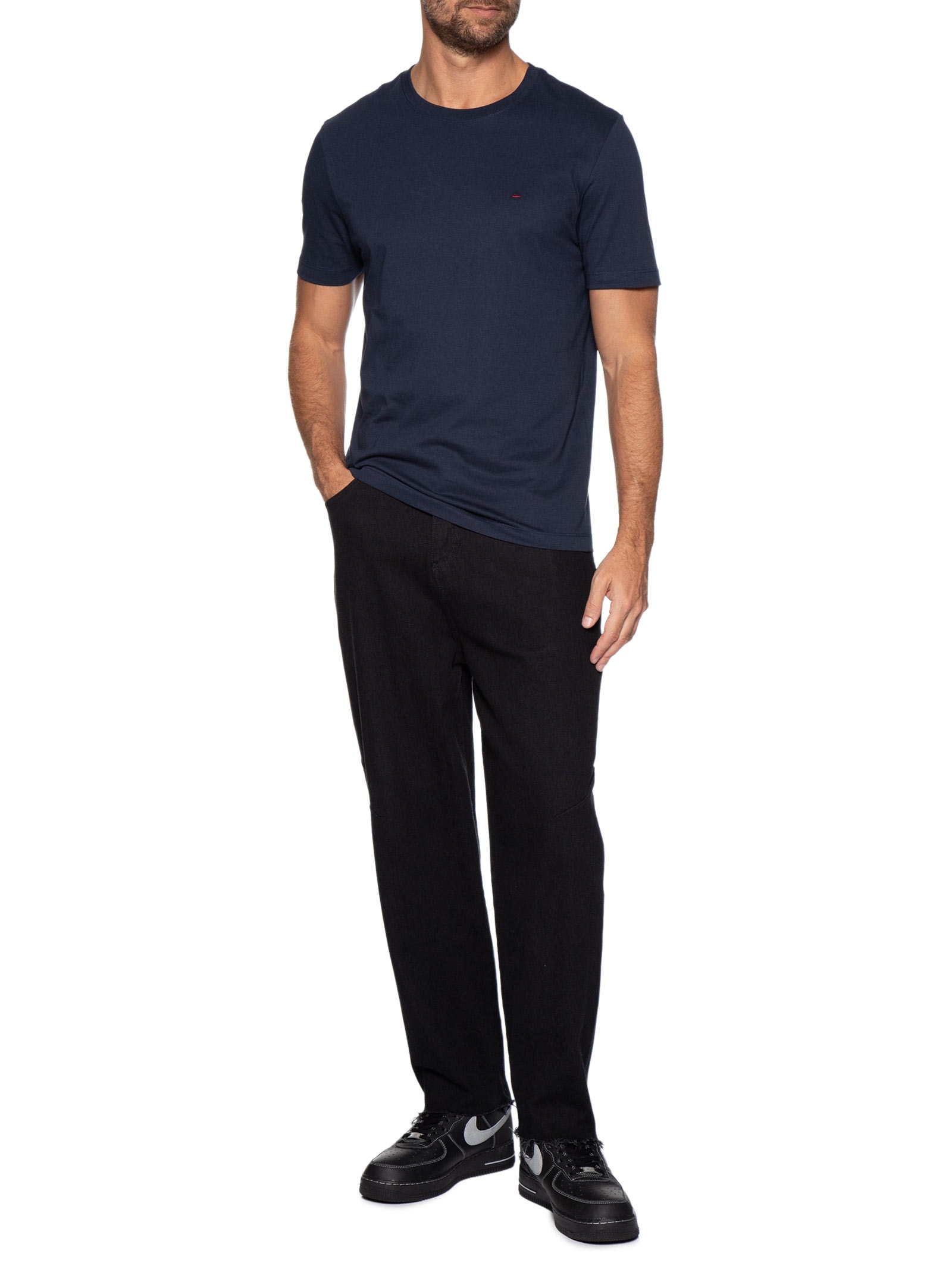 Camiseta Masculina Básica Manga Curta Azul Aramis