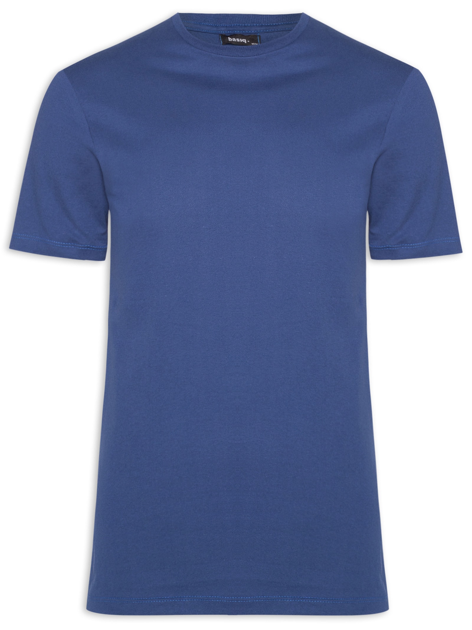 Camiseta Masculina Básica Modelo Slim Azul Basiq Men