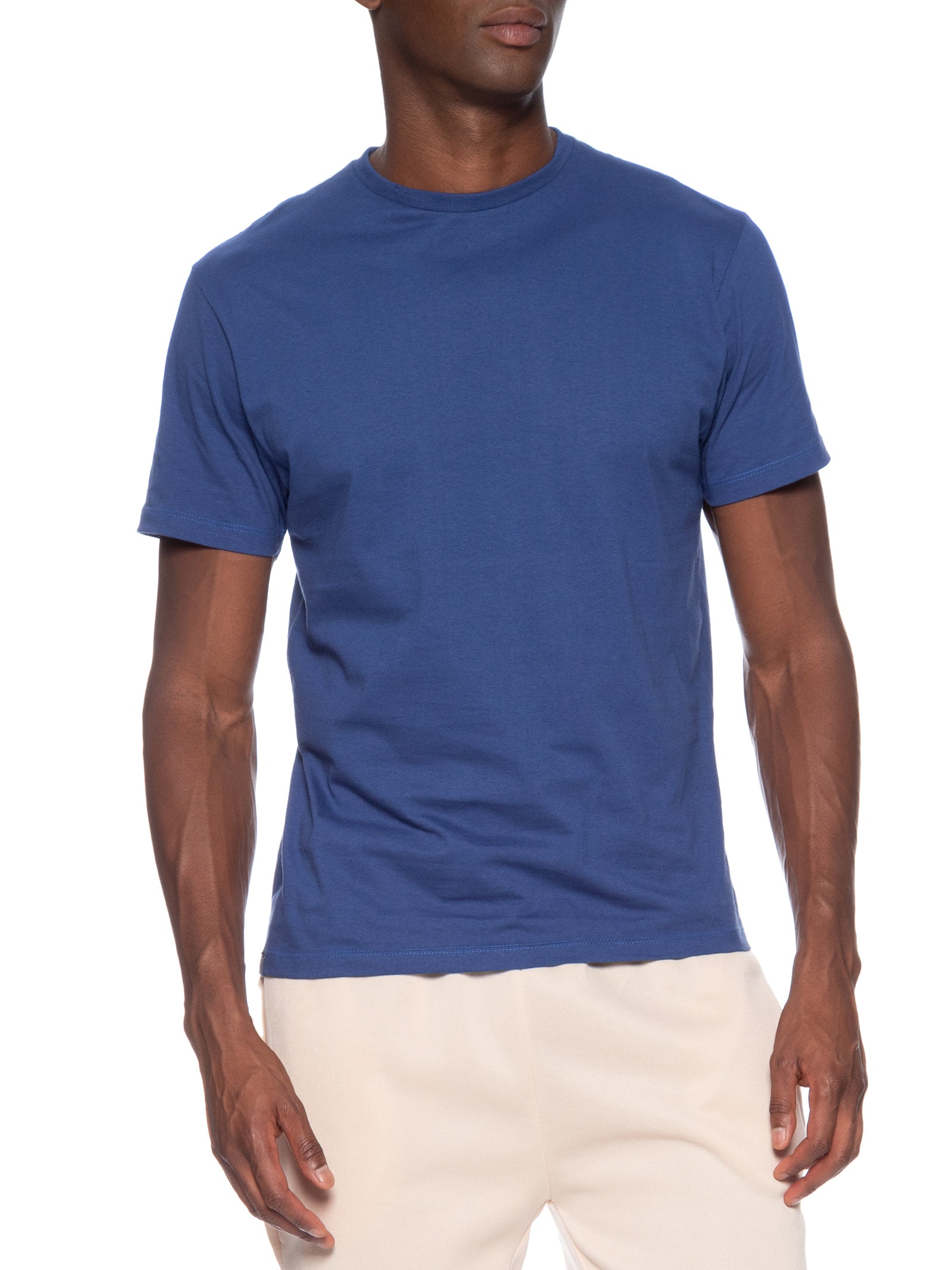 Camiseta Masculina Básica Modelo Slim Azul Basiq Men