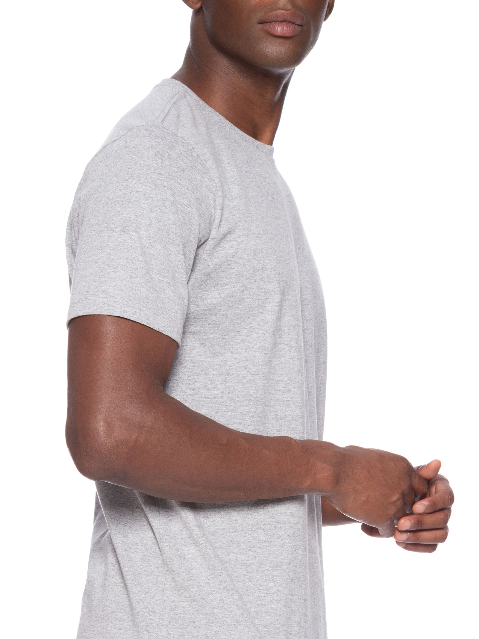 Camiseta Masculina Básica Modelo Slim Cinza Basiq Men