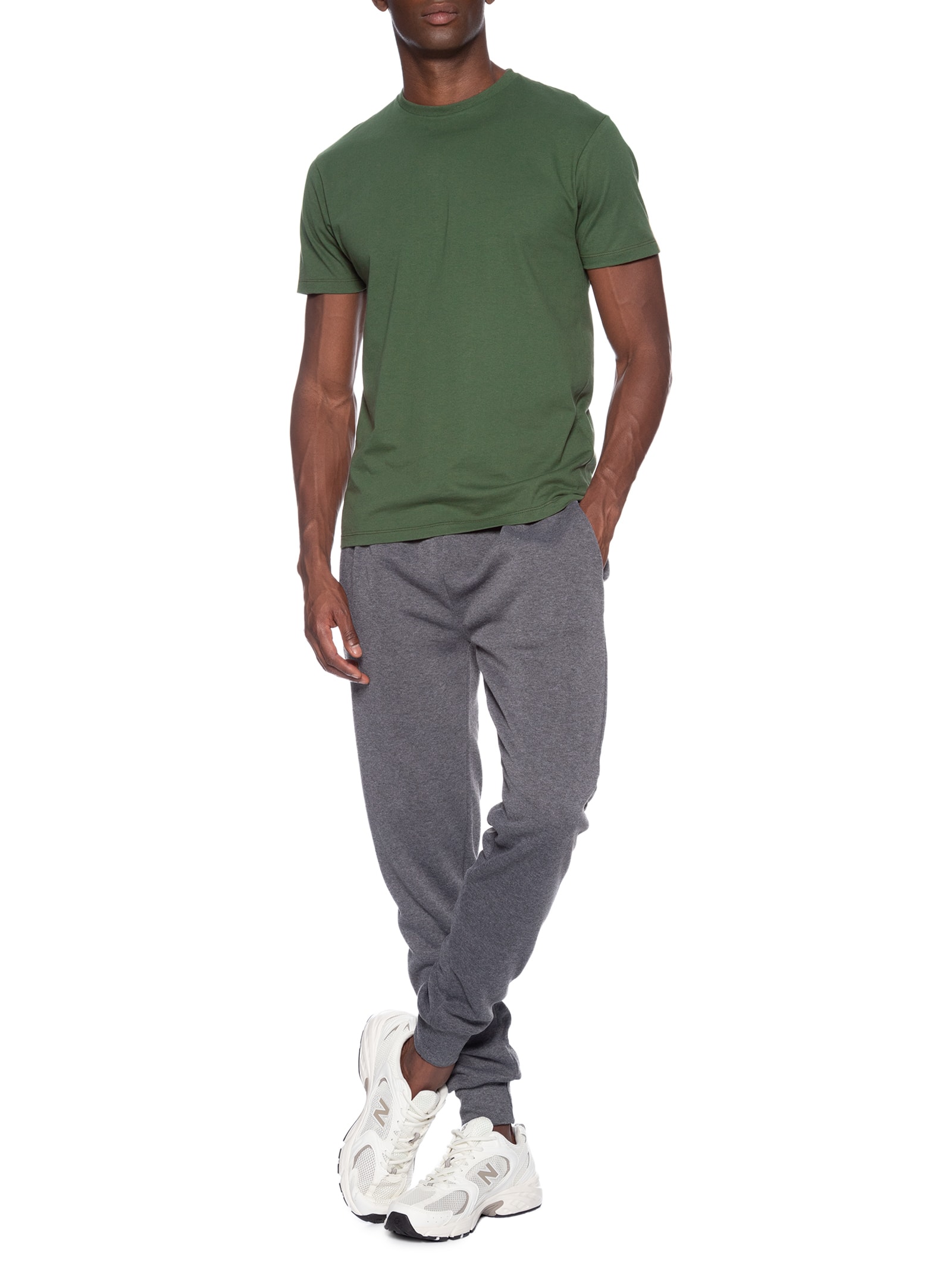 Camiseta Masculina Básica Modelo Slim Verde Basiq Men